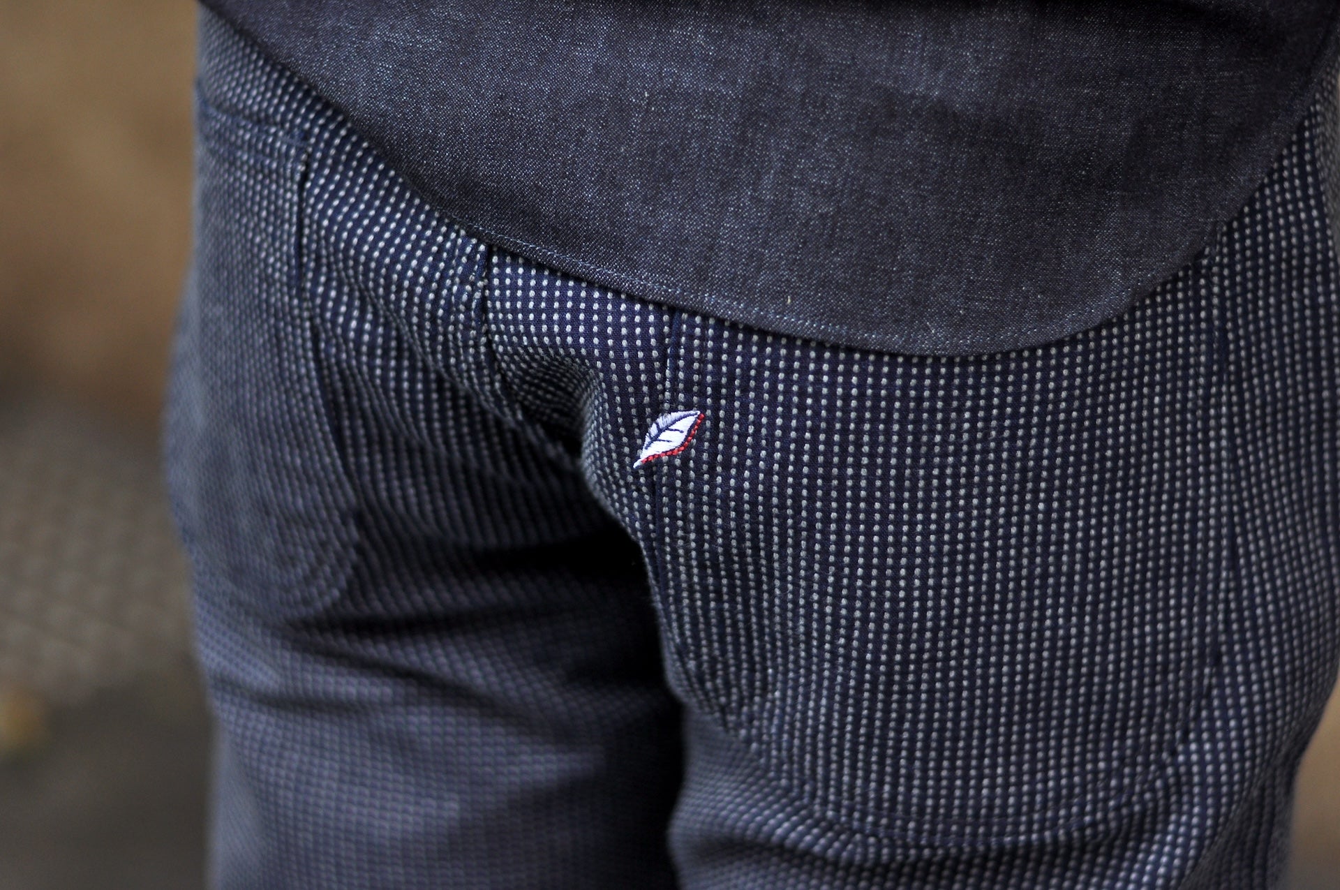 Pure Blue Japan 12oz Indigo Dyed "Pin-Dot Type" Sashiko Comfort Trousers (Regular Straight fit)