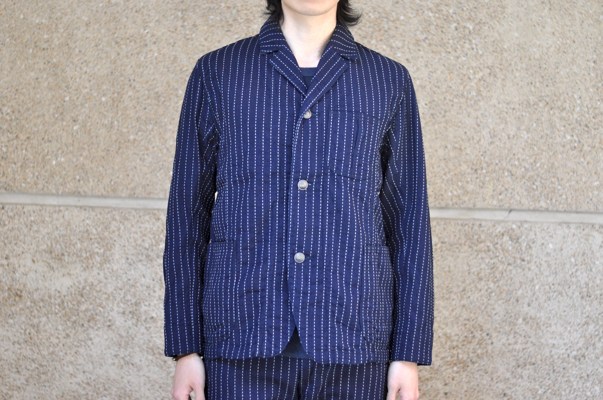 Pure Blue Japan 12oz Indigo Dyed "Wabash Type" Sashiko Tailored Jacket