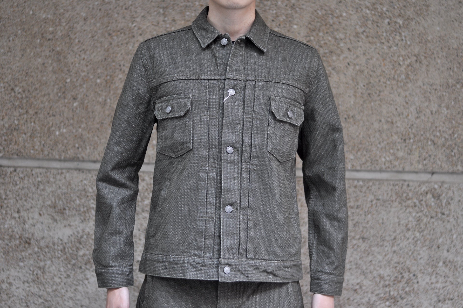 Pure Blue Japan 14oz Sashiko Type 2 Jacket (Olive)