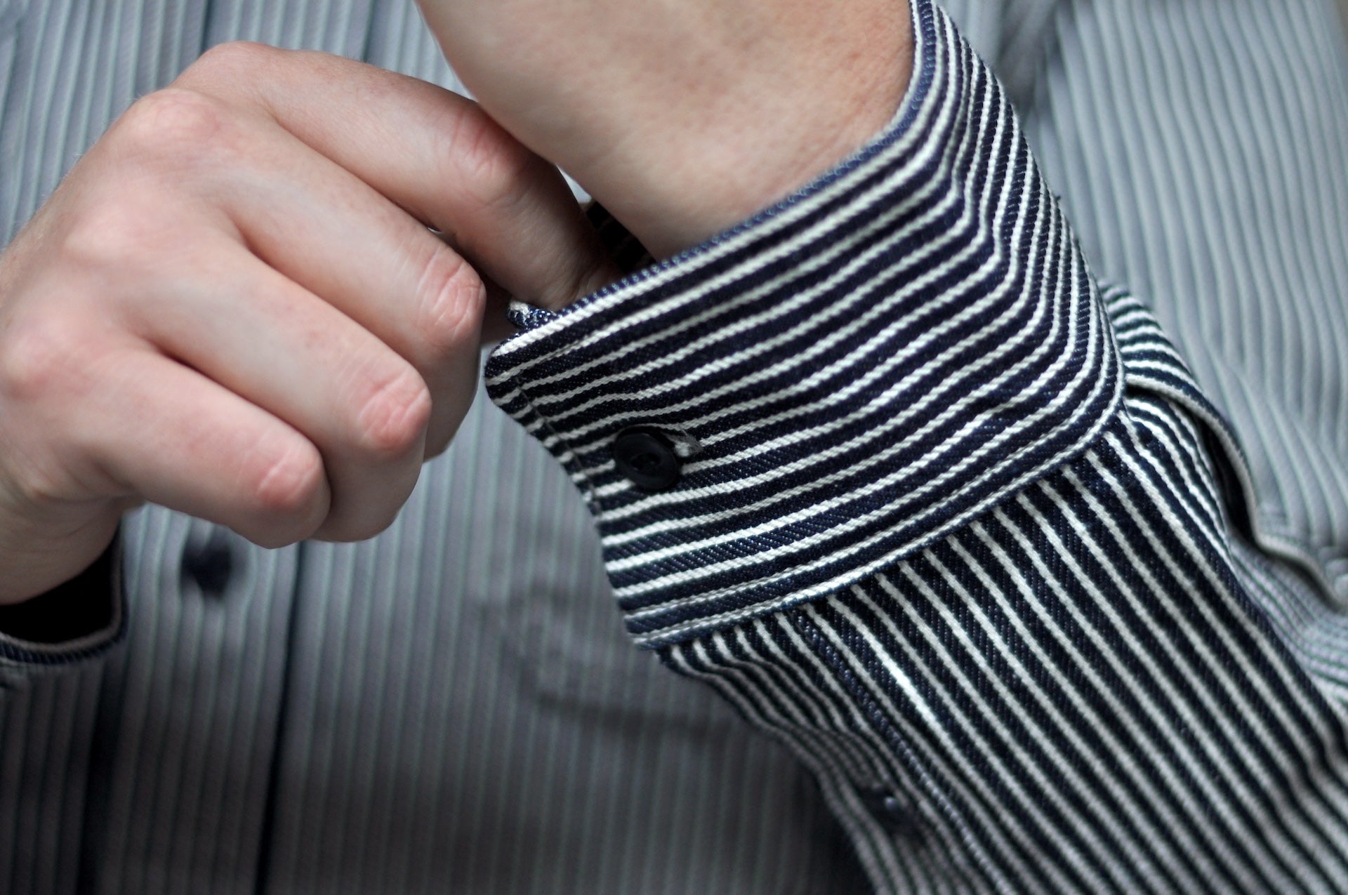 Iron Heart 12oz Indigo Dyed Hickory Stripe Work Shirt