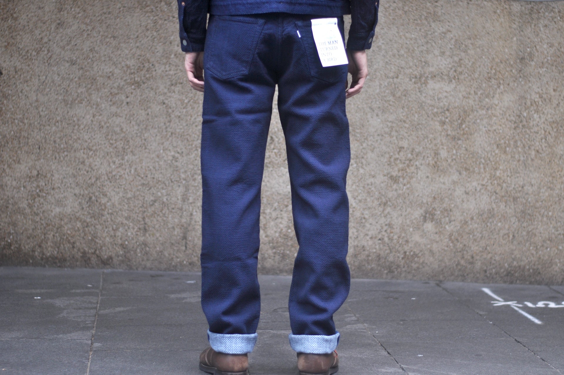Omoto Denim 15oz Indigo Dyed "ORI-SHIKO" Sashiko Trousers (Modern Straight fit)