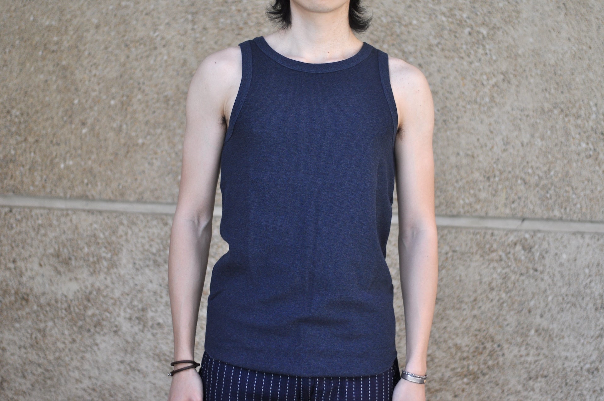 Freewheelers Lightweight "Waffle Textured" Sleeveless T-Shirt (Navy)