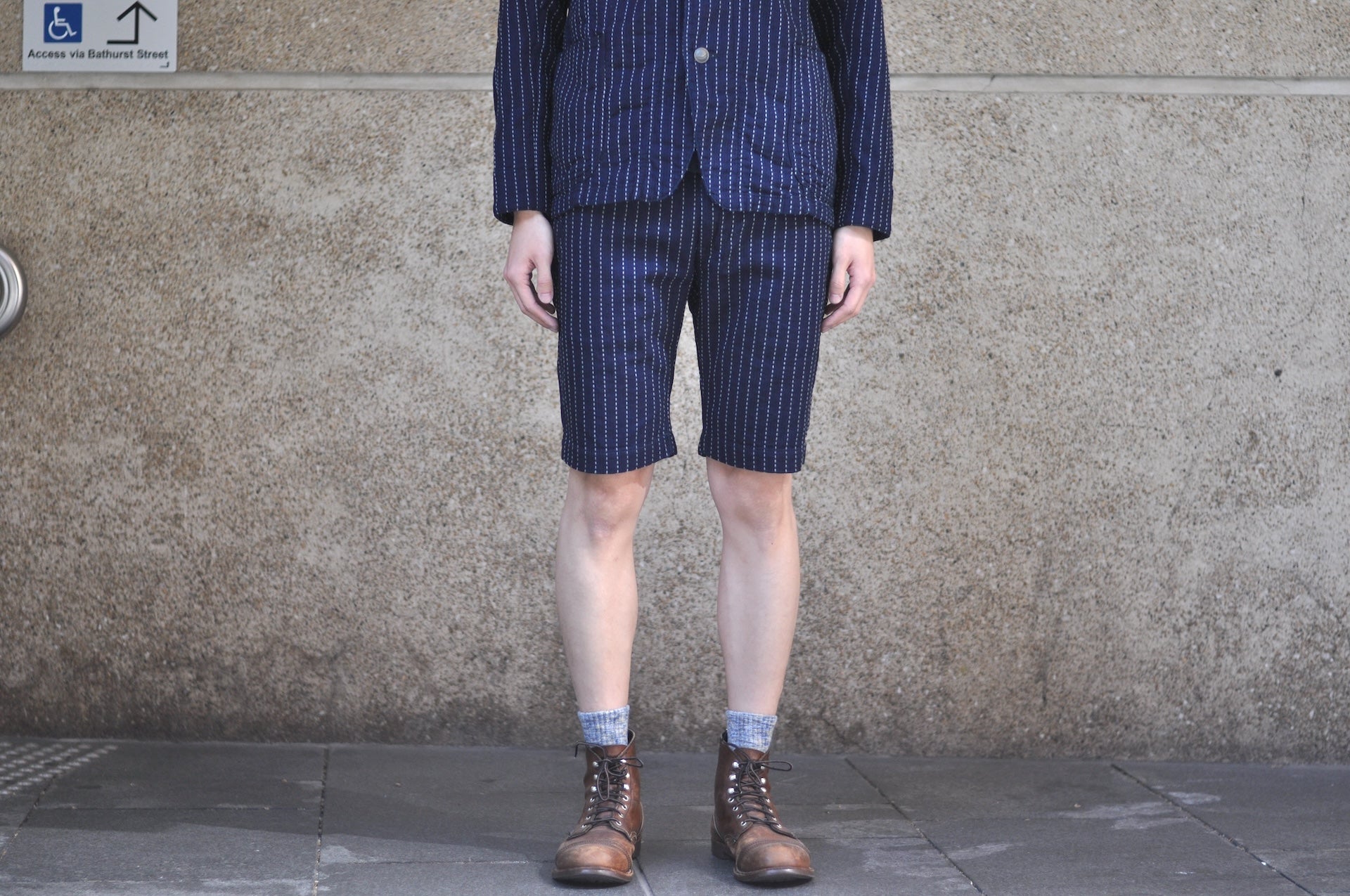 Pure Blue Japan 12oz Indigo Dyed "Wabash Type" Sashiko Comfort Shorts (Regular fit)