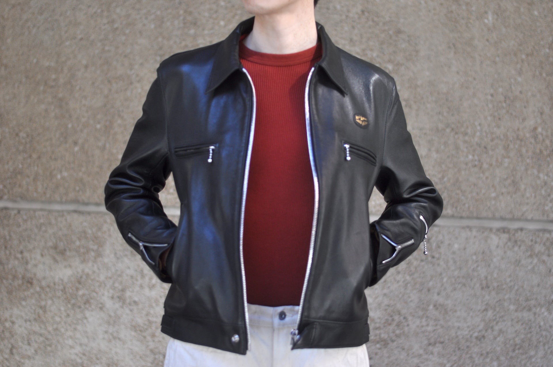 Lewis Leathers 551S “Dominator” Slim-Fit Sheepskin Jacket (Black)