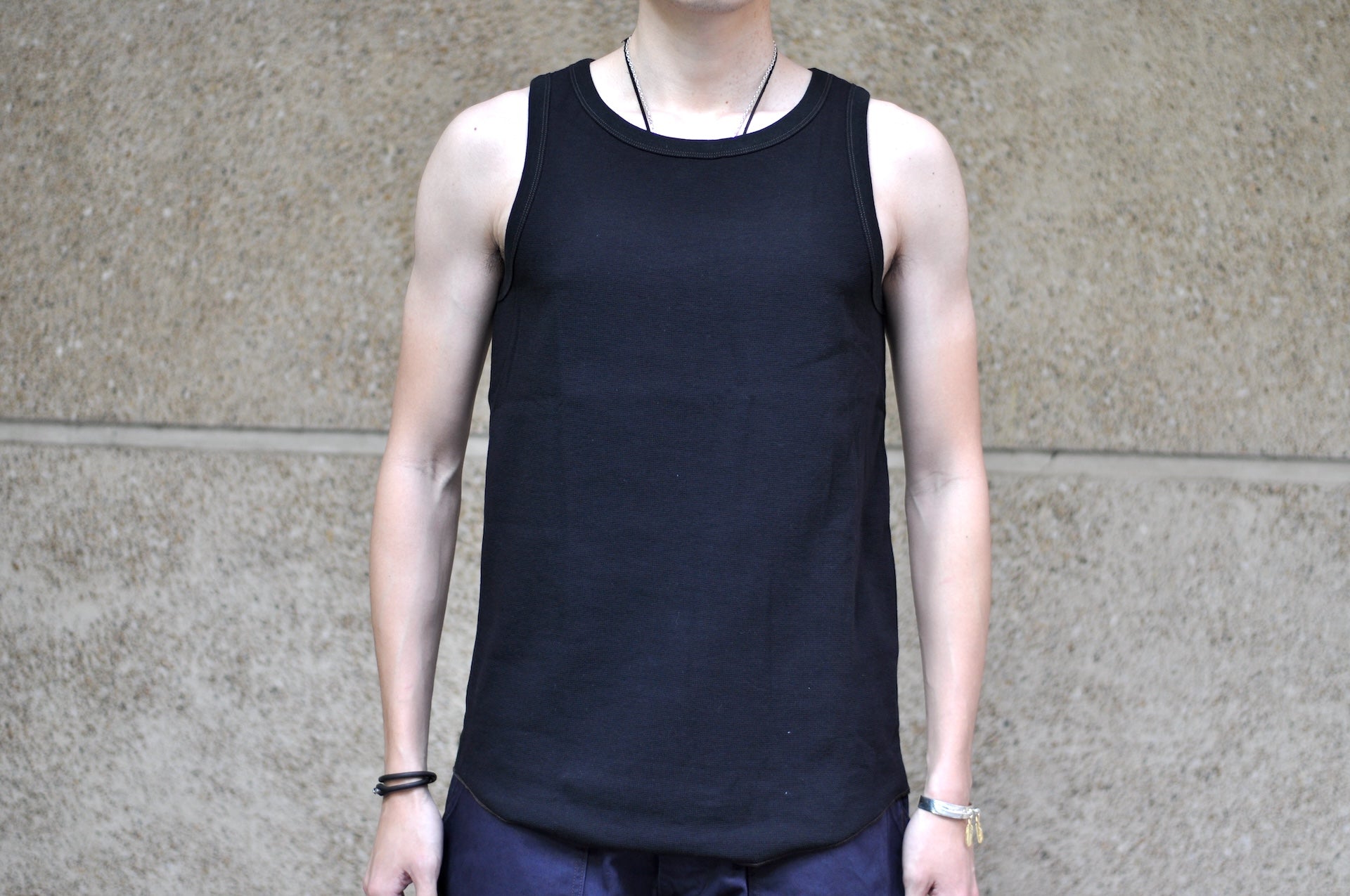 Freewheelers Lightweight "Waffle Textured" Sleeveless T-Shirt (Black)