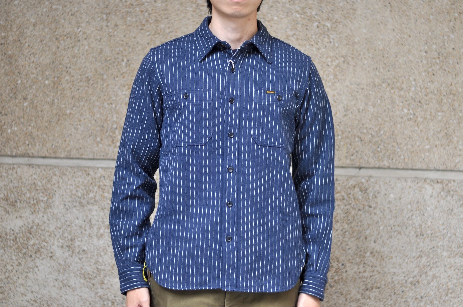 Iron Heart Ultra-Heavyweight "Wabashed" Flannel Work Shirt (Midnight Navy)