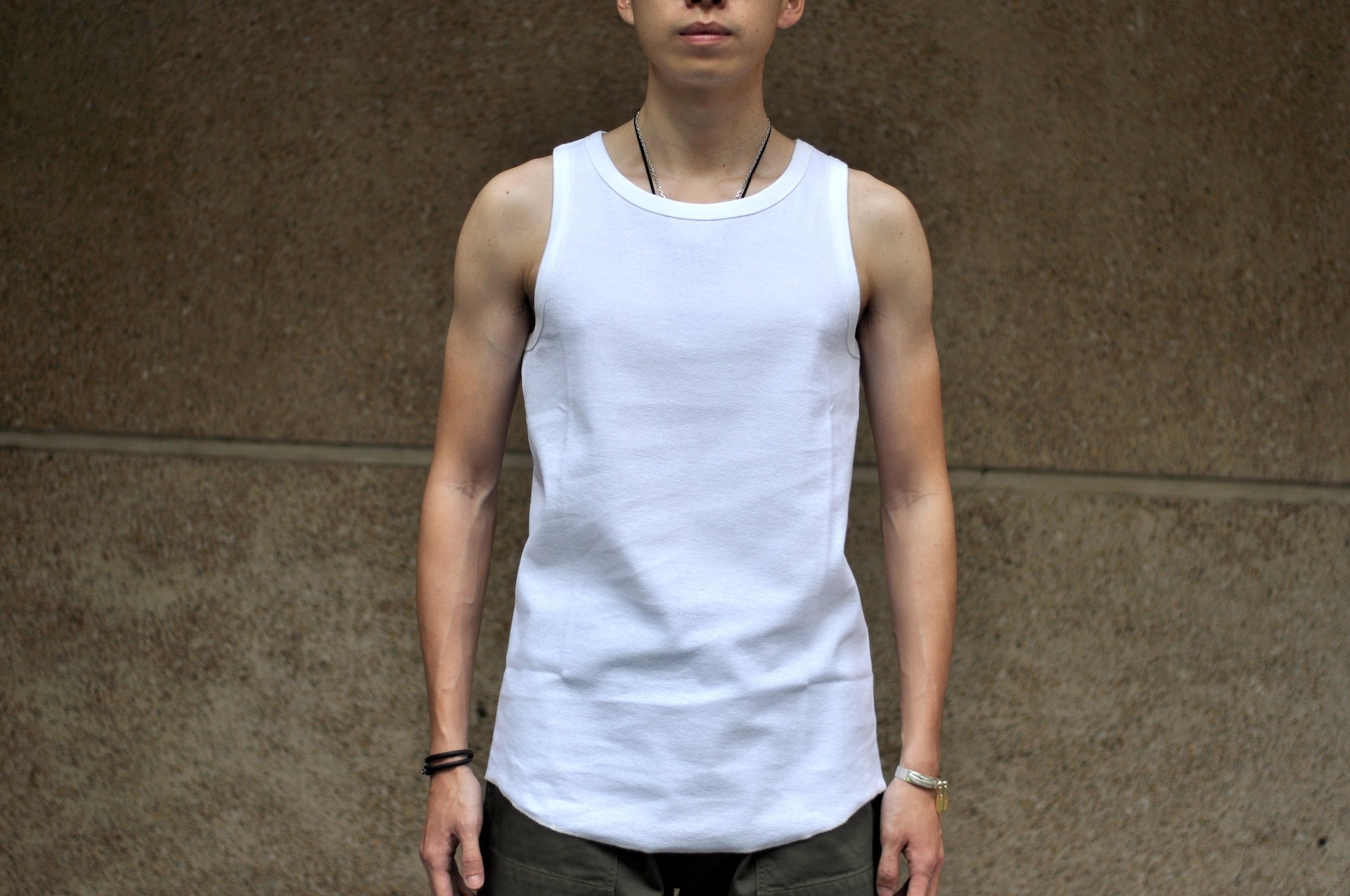 Freewheelers Lightweight "Waffle Textured" Sleeveless T-Shirt (White)