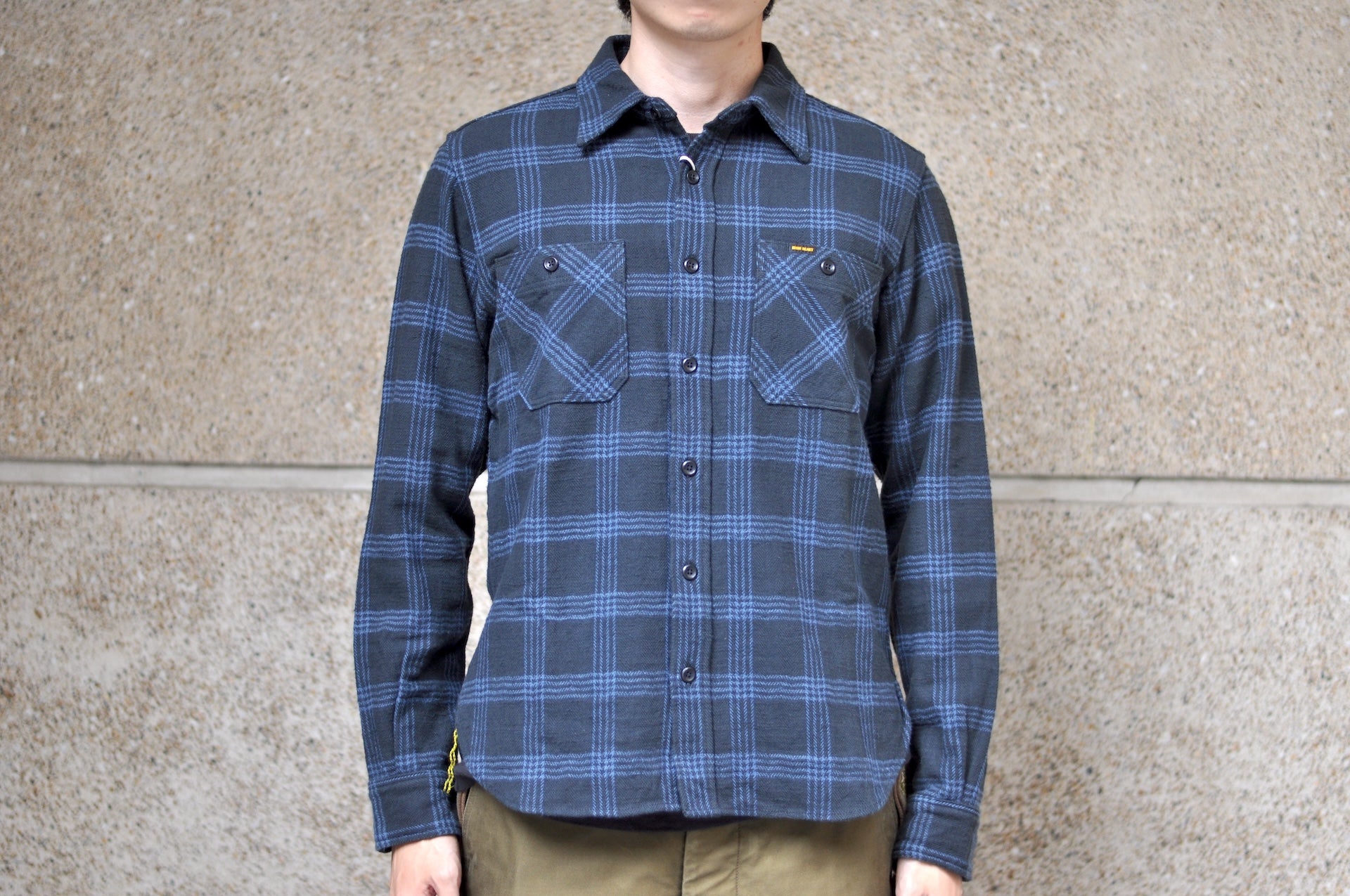 Iron Heart Ultra-Heavyweight "Slubby" Flannel Classic Check Work Shirt (Sumi Black)