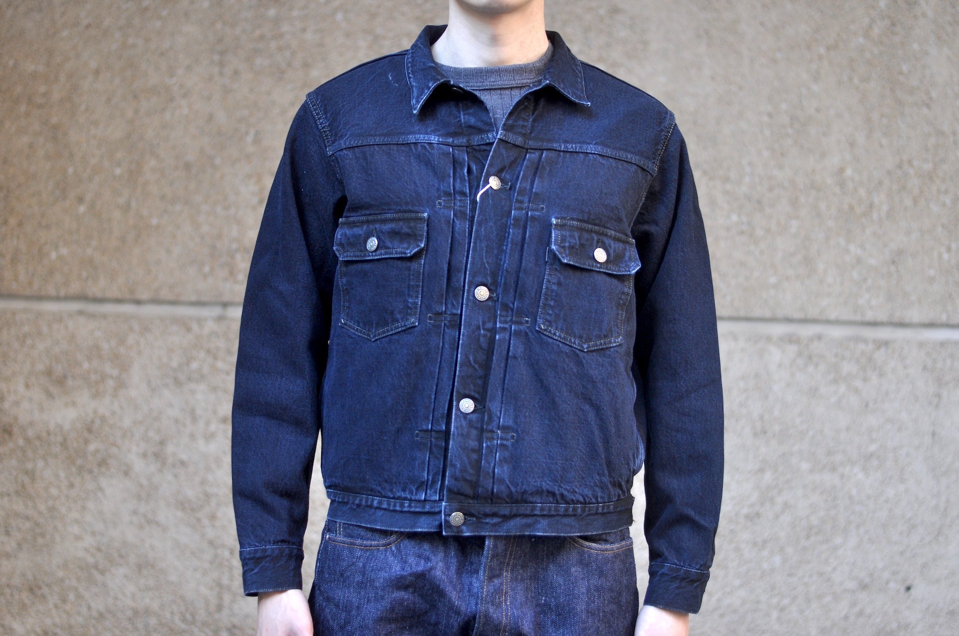 Omoto Denim 13.5oz  “Charcoal Overdyed” Modified Type 2 Denim Jacket