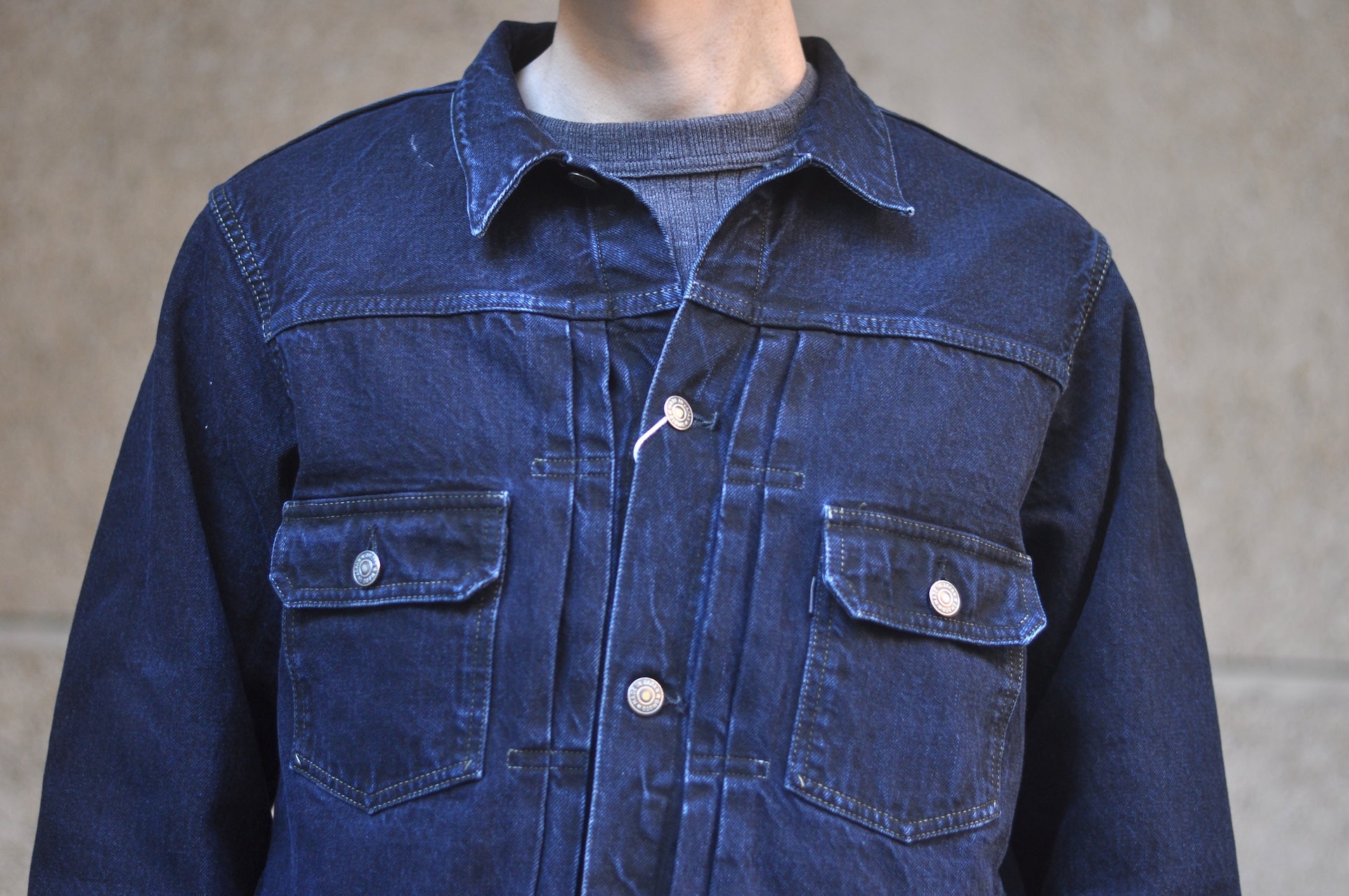 Omoto Denim 13.5oz  “Charcoal Overdyed” Modified Type 2 Denim Jacket