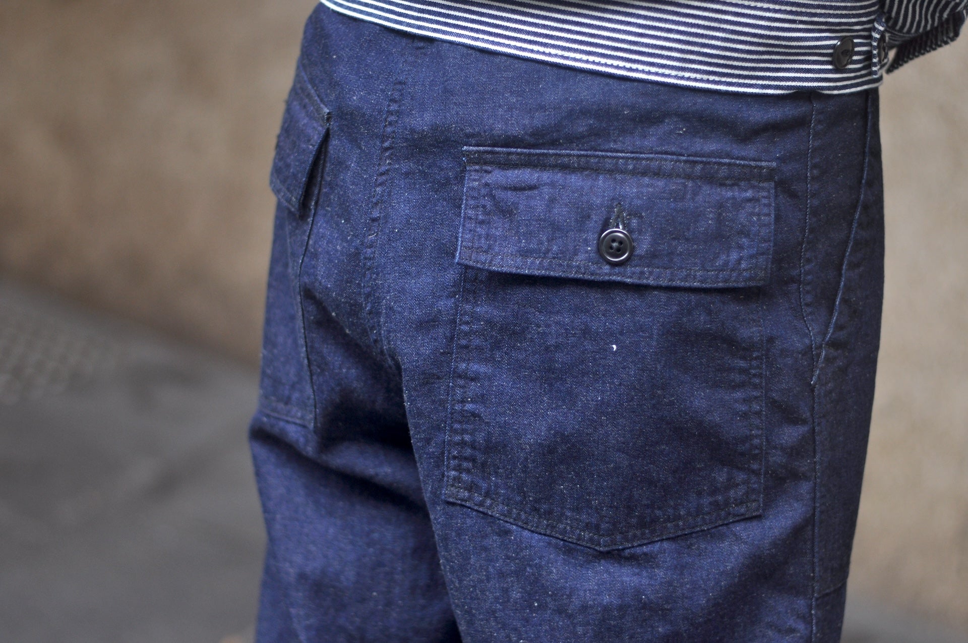 BONCOURA 12oz Indigo Dyed Cotton/Linen Denim US Army Utility Baker Pants