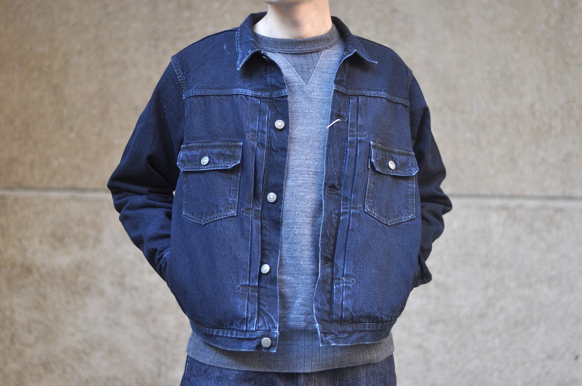 Omoto Denim 13.5oz  “Charcoal Overdyed” Modified Type 2 Denim Jacket