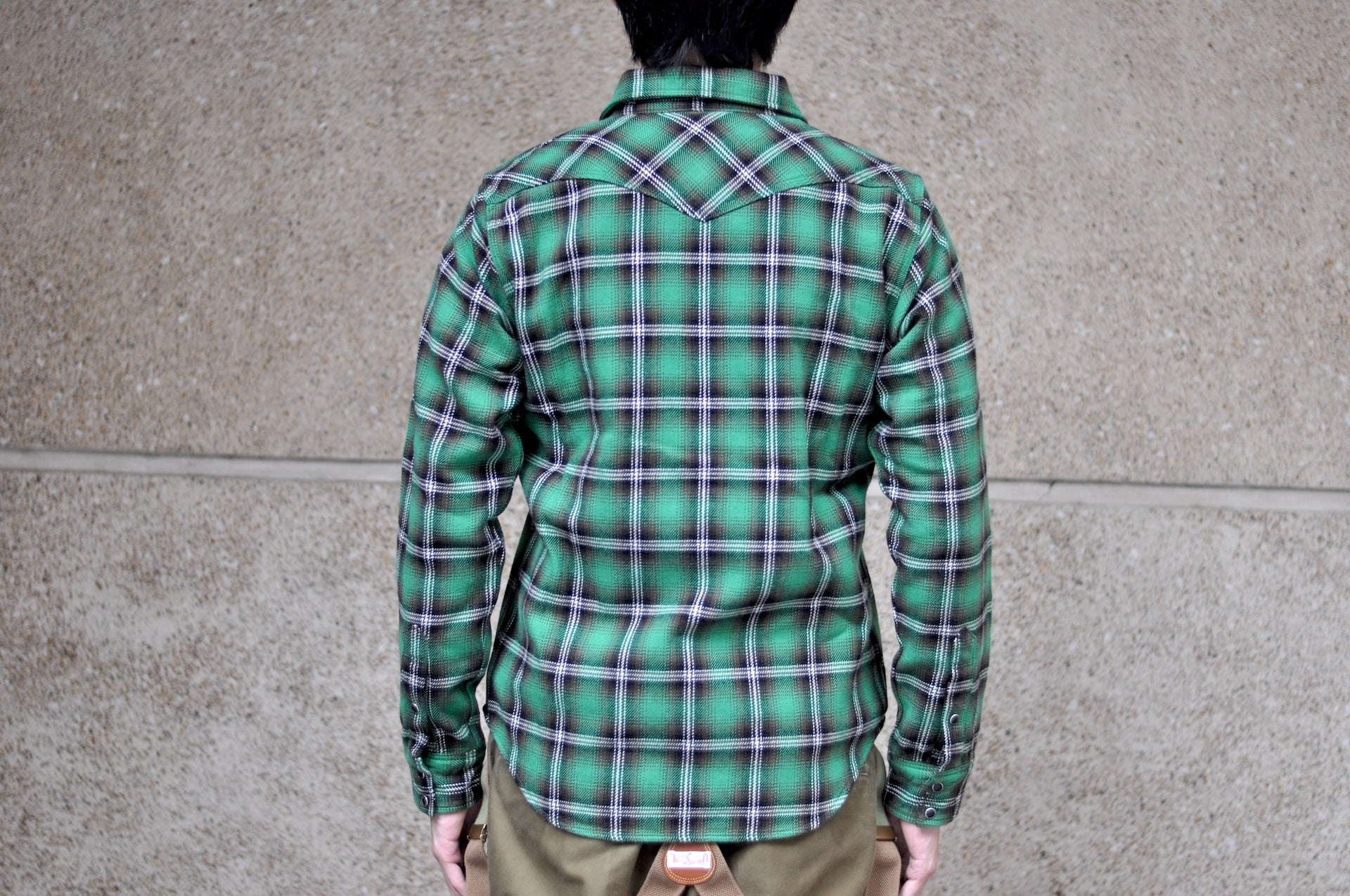 Iron Heart Ultra-Heavyweight Flannel Crazy Check Western Shirt (Grass Green)