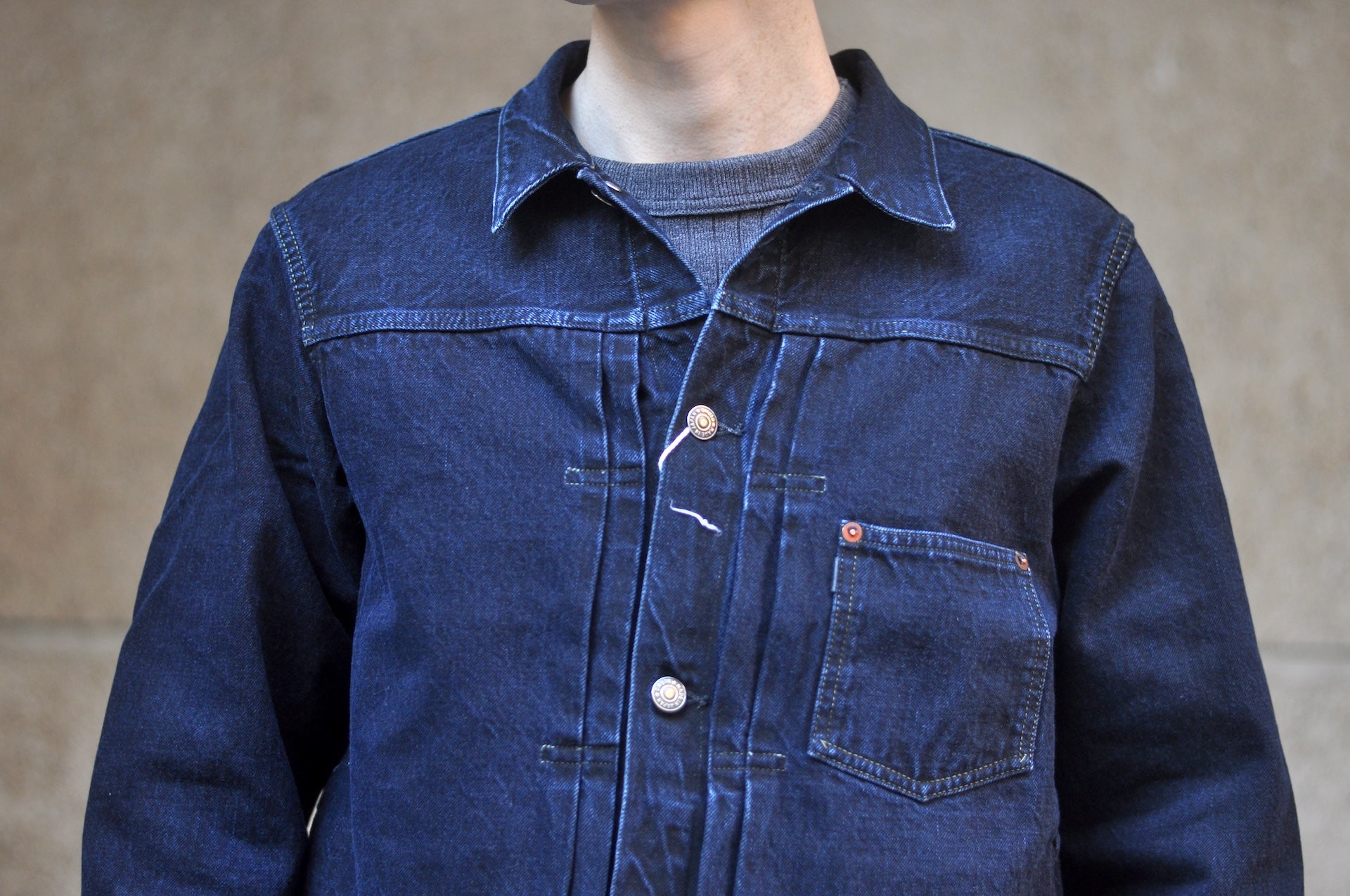 Omoto Denim 13.5oz  “Charcoal Overdyed” War-Mode Type 1 Denim Jacket