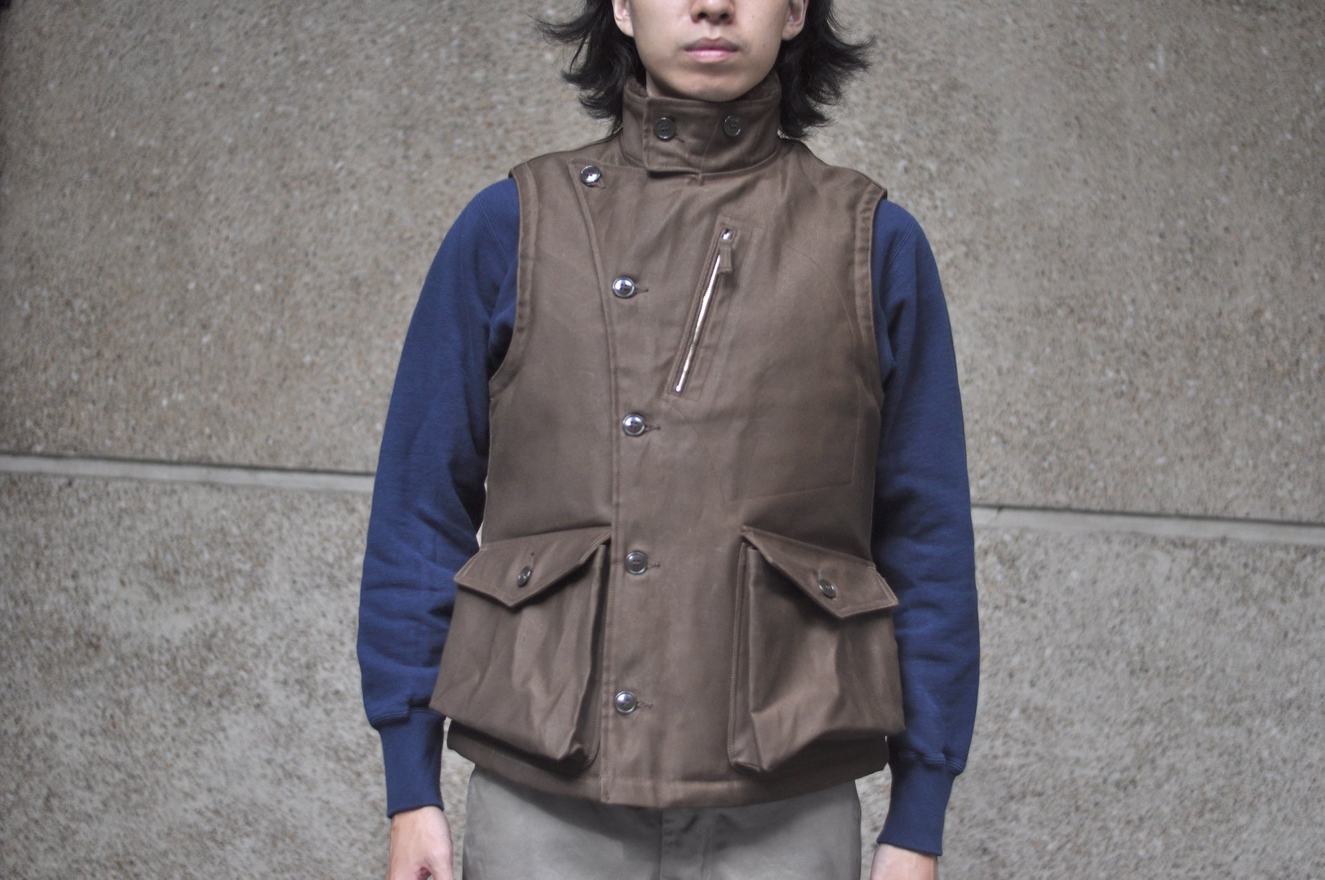 Freewheelers "Winter Aviators' Vest" (Dark Red Beige)