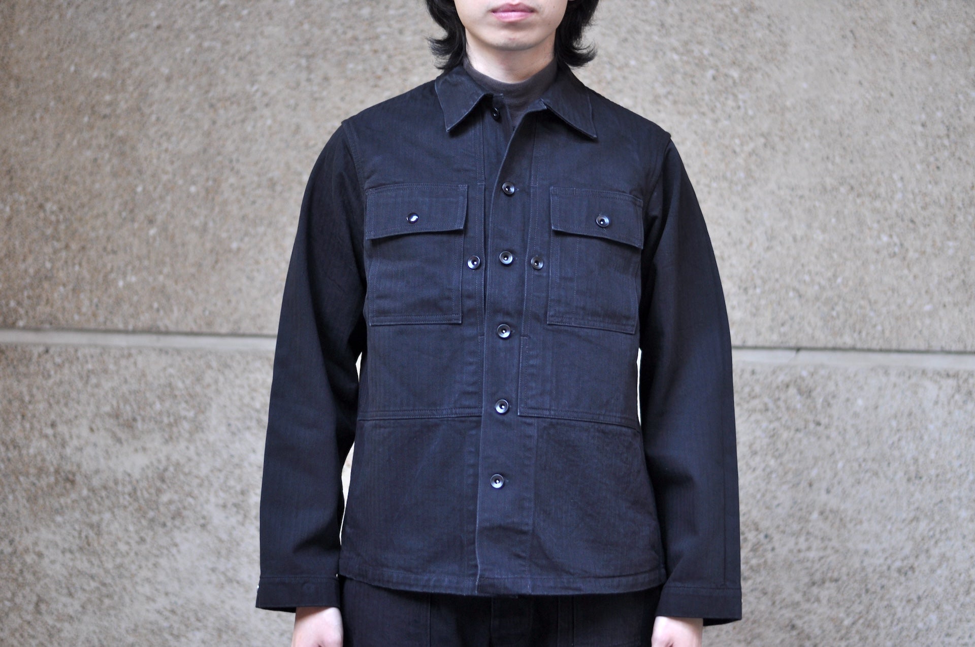Freewheelers "GRUNTS" HBT Utility Jacket (Rude Black)