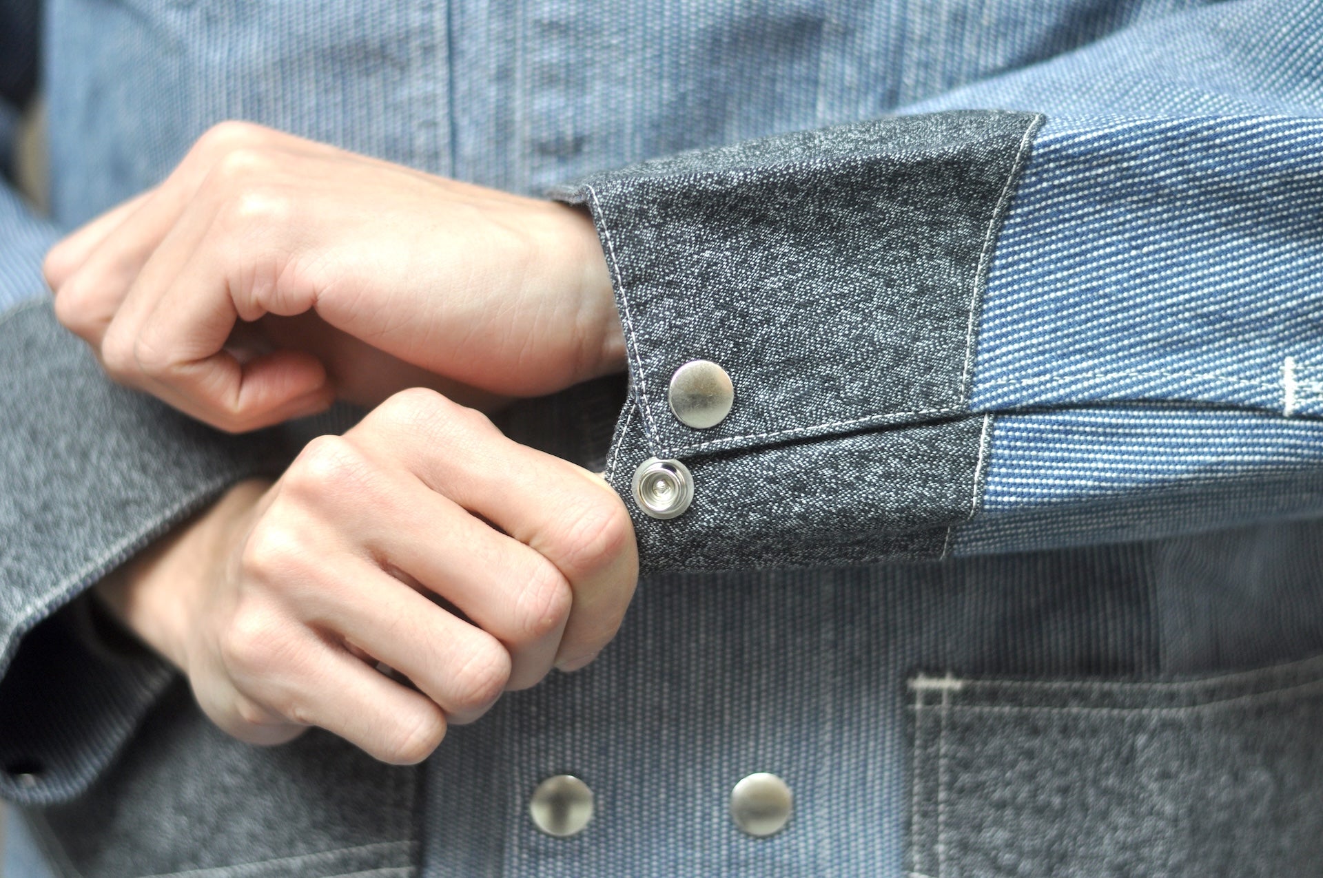 John Gluckow X Warehouse Co. 10oz Indigo Dyed Pinstripe Snap-Tite Chore Jacket