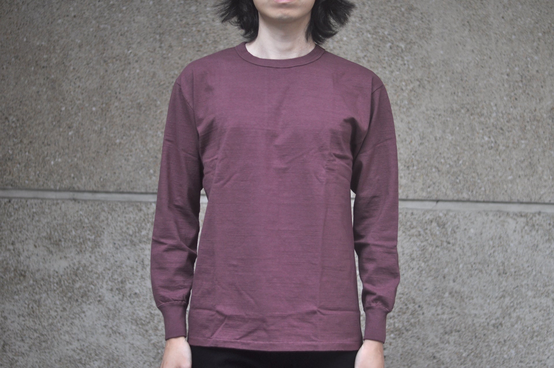Dubble Works 7.7oz "Fallen Cotton" Loopwheeled Signature L/S Tee (Burgundy)