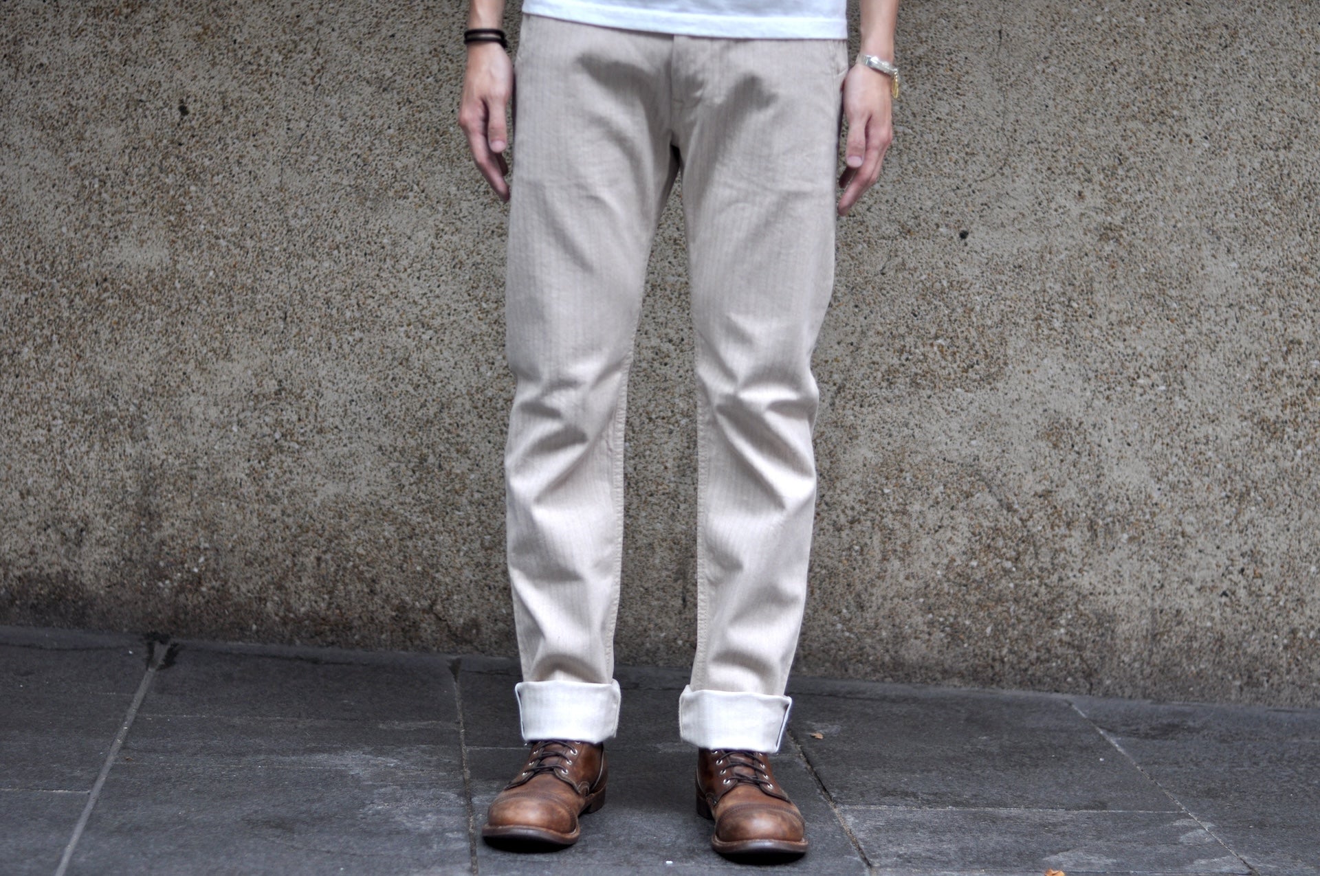 Pure Blue Japan 12oz Herringbone Twill Chinos (Beige