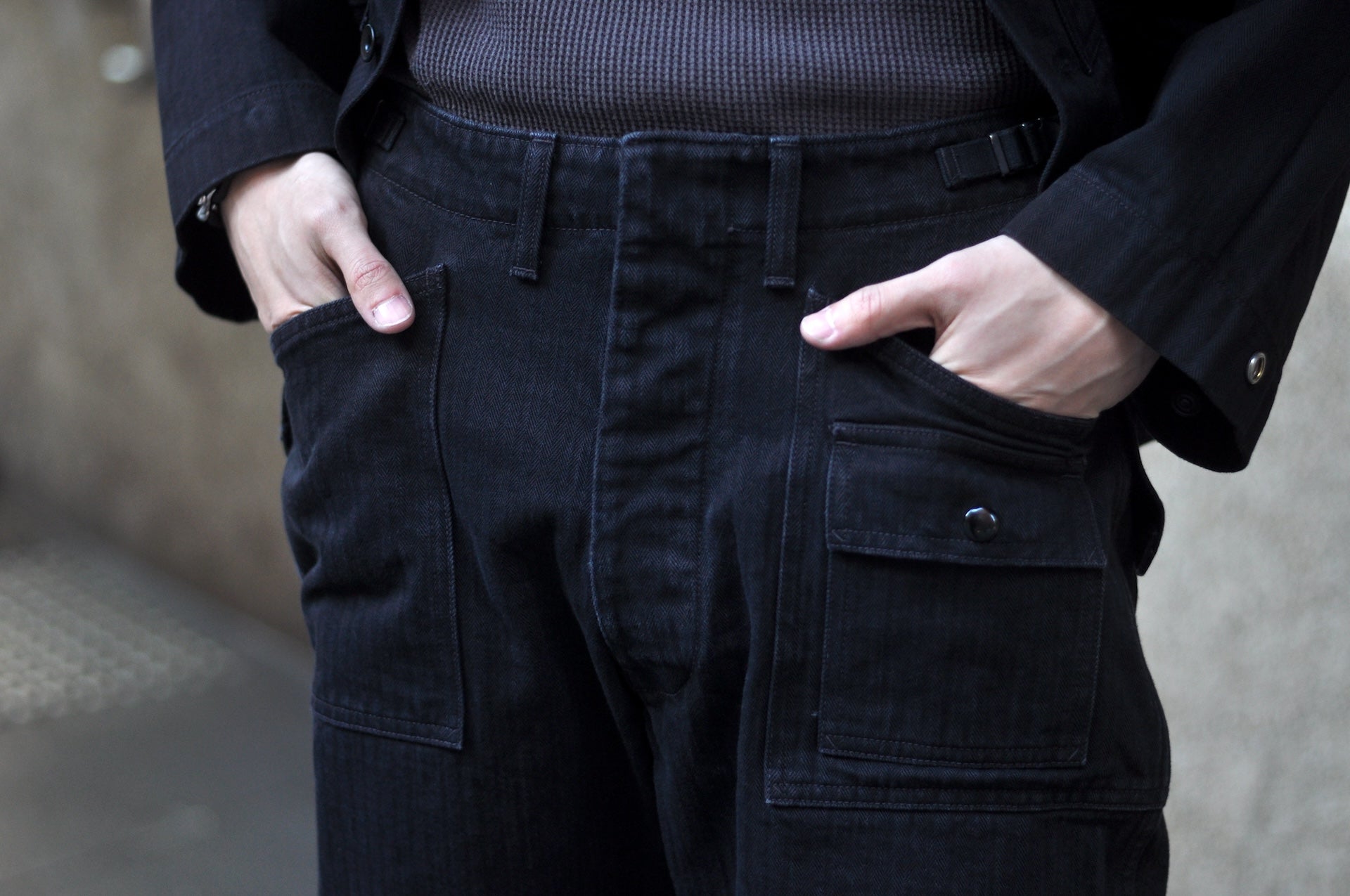 Freewheelers "GRUNTS" HBT Utility Trousers (Rude Black)