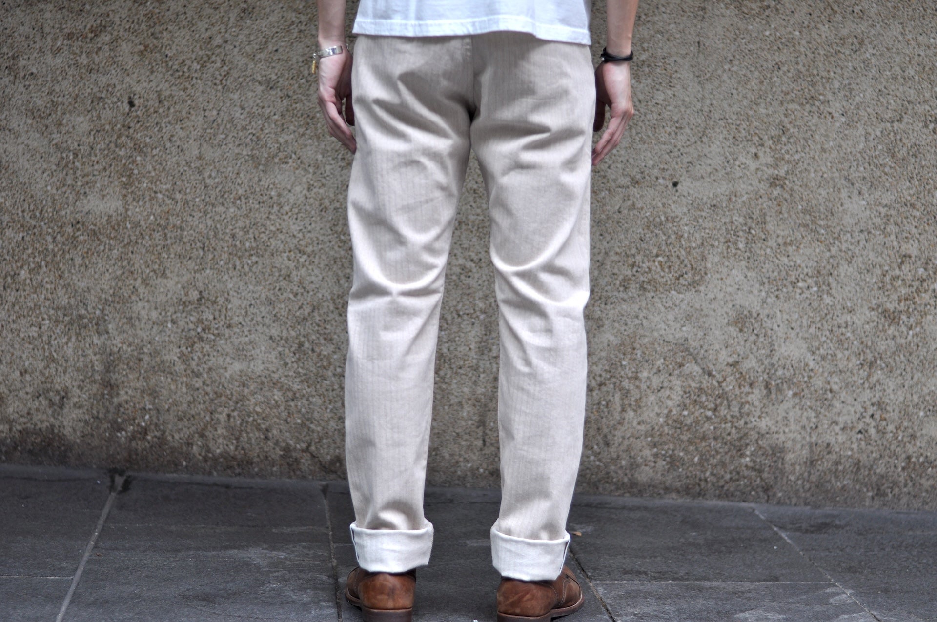 Pure Blue Japan 12oz Herringbone Twill Chinos (Beige)