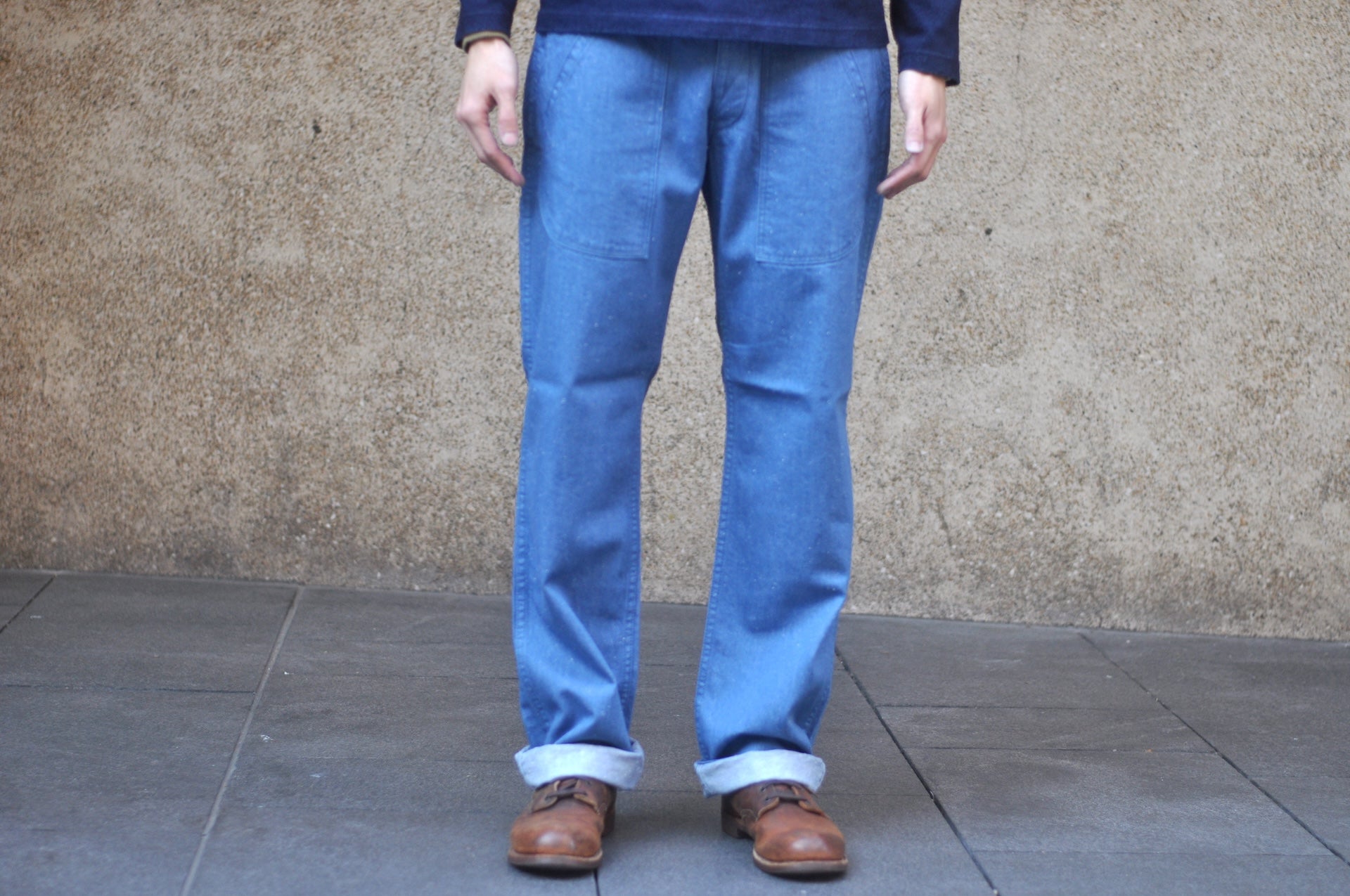 Pure Blue Japan 10oz Indigo Dyed Nep Denim Utility Work Trousers (Genuine Indigo)