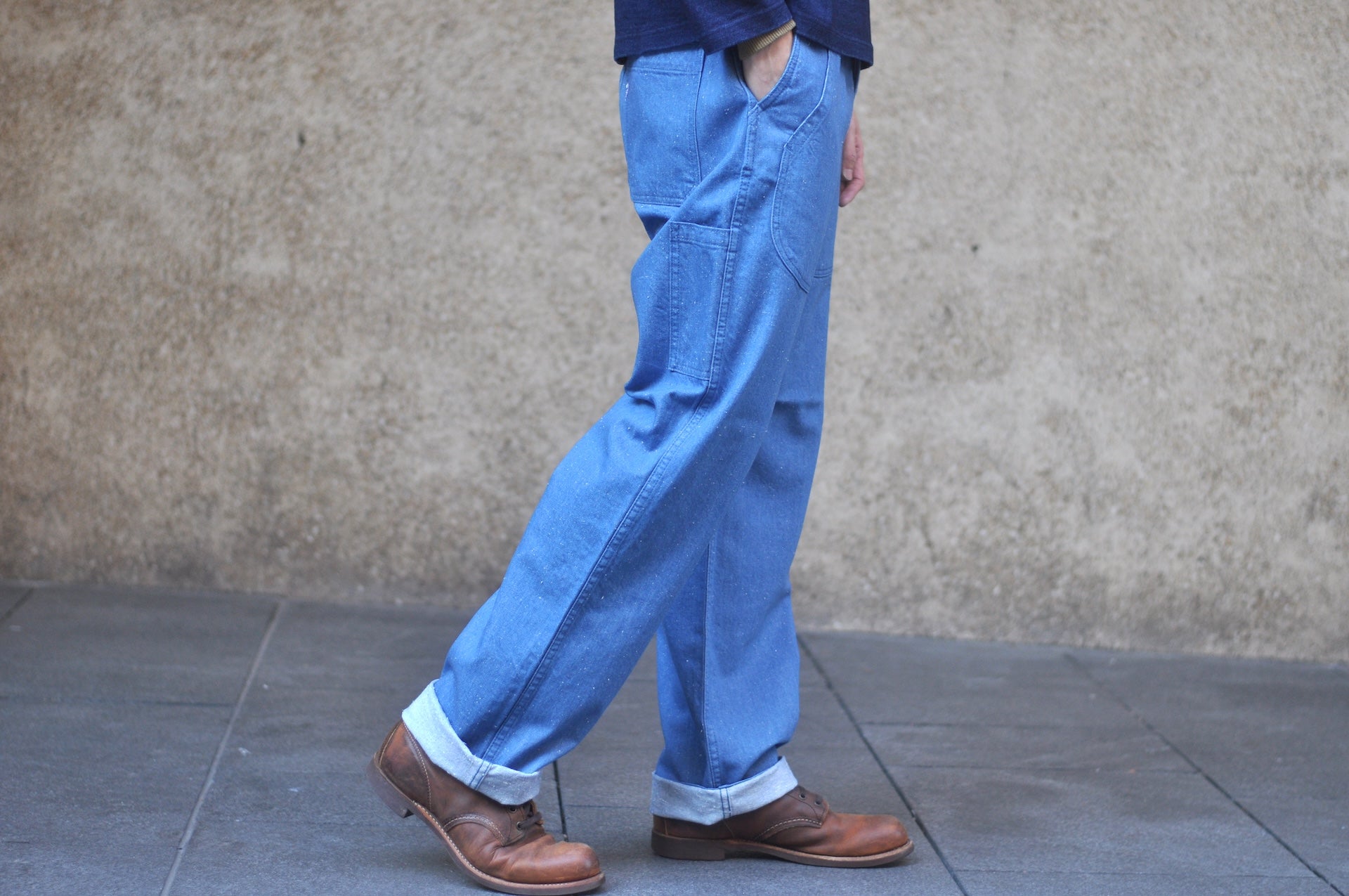 Pure Blue Japan 10oz Indigo Dyed Nep Denim Utility Work Trousers (Genuine Indigo)