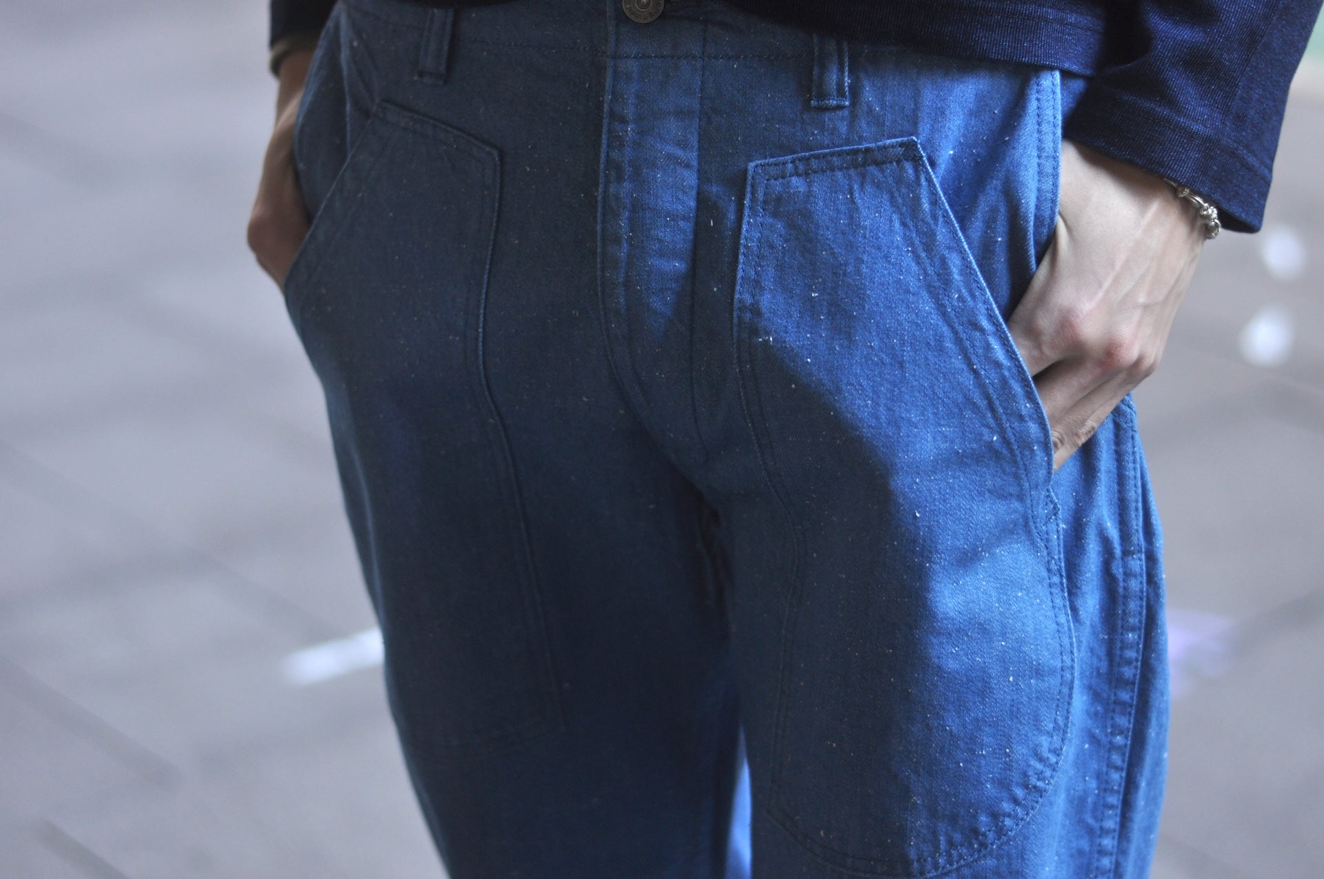 Pure Blue Japan 10oz Indigo Dyed Nep Denim Utility Work Trousers (Genuine Indigo)