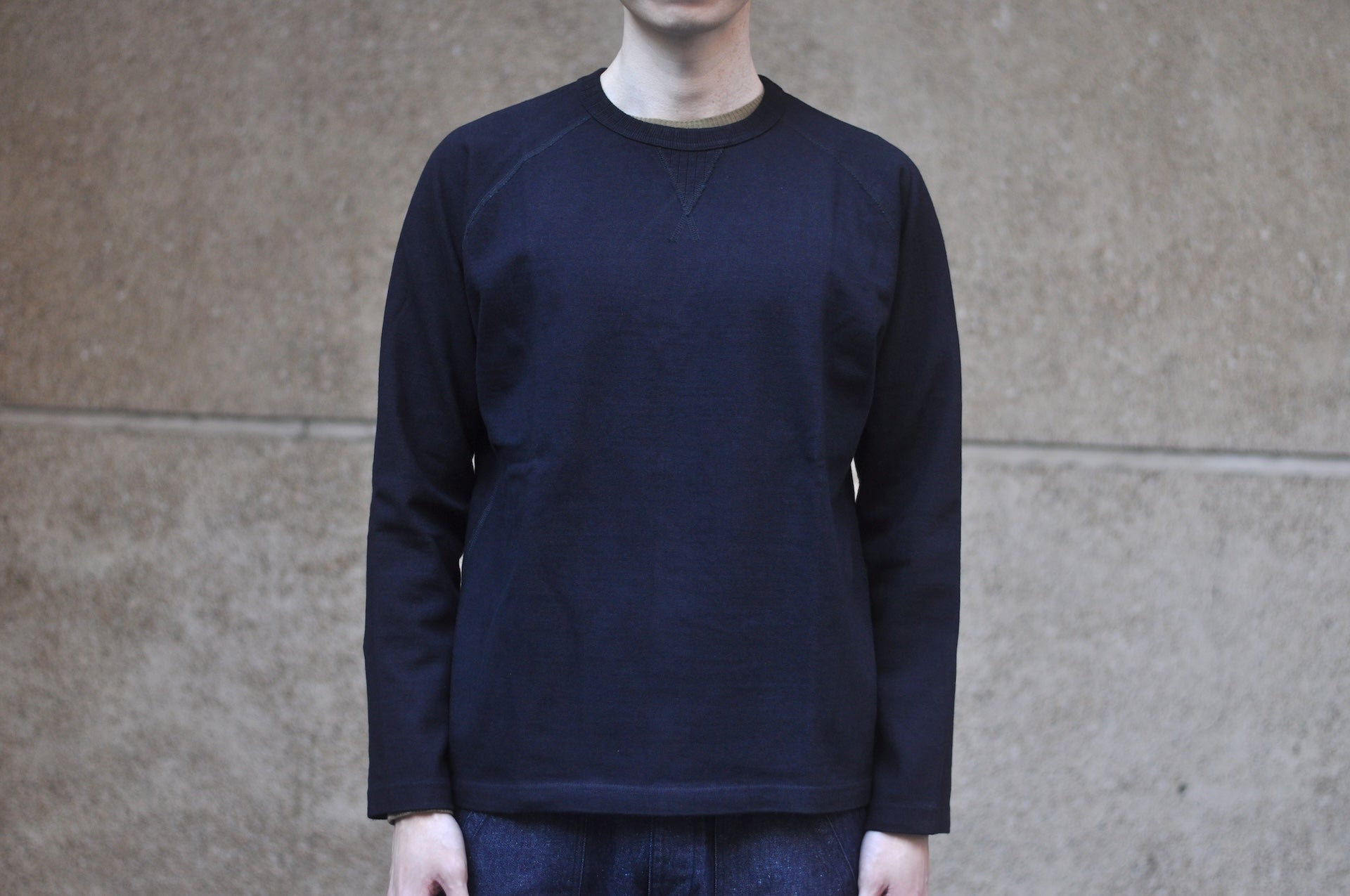 Pure Blue Japan 11oz Heavyweight “Raglan Style” Sweater (Black Overdyed)