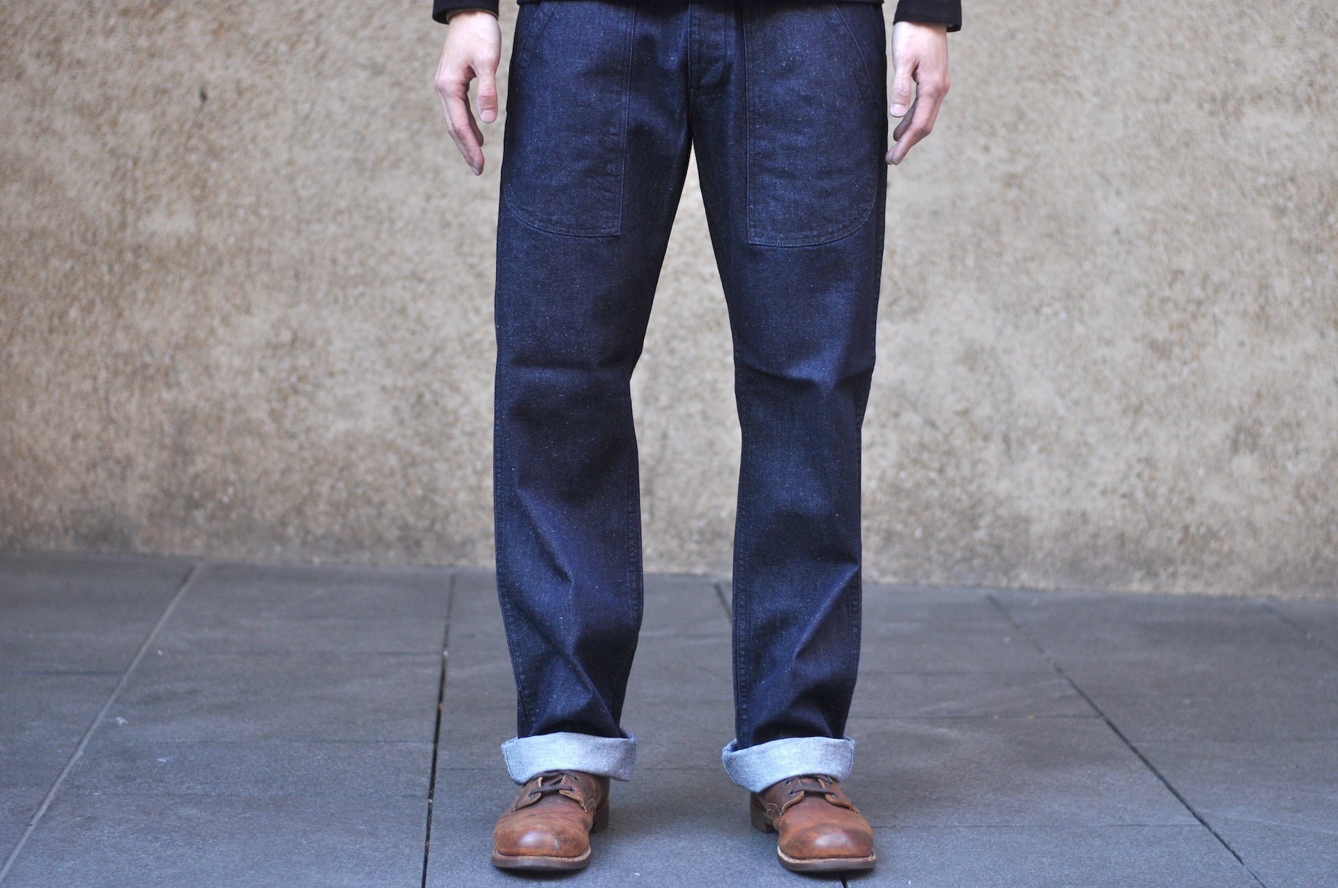 Pure Blue Japan 10oz Indigo Dyed Nep Denim Utility Work Trousers (Grand Indigo)