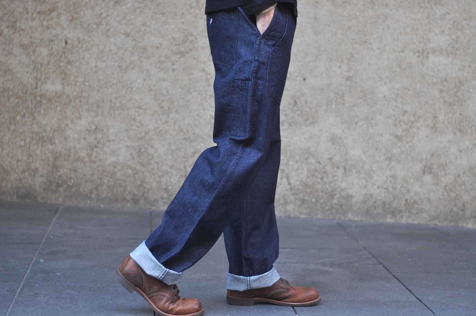 Pure Blue Japan 10oz Indigo Dyed Nep Denim Utility Work Trousers (Grand Indigo)