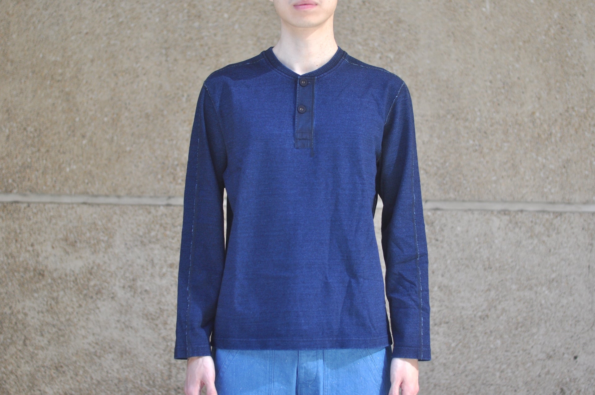 Pure Blue Japan 11oz Heavyweight “Henley Style” Sweater (Grand Indigo)
