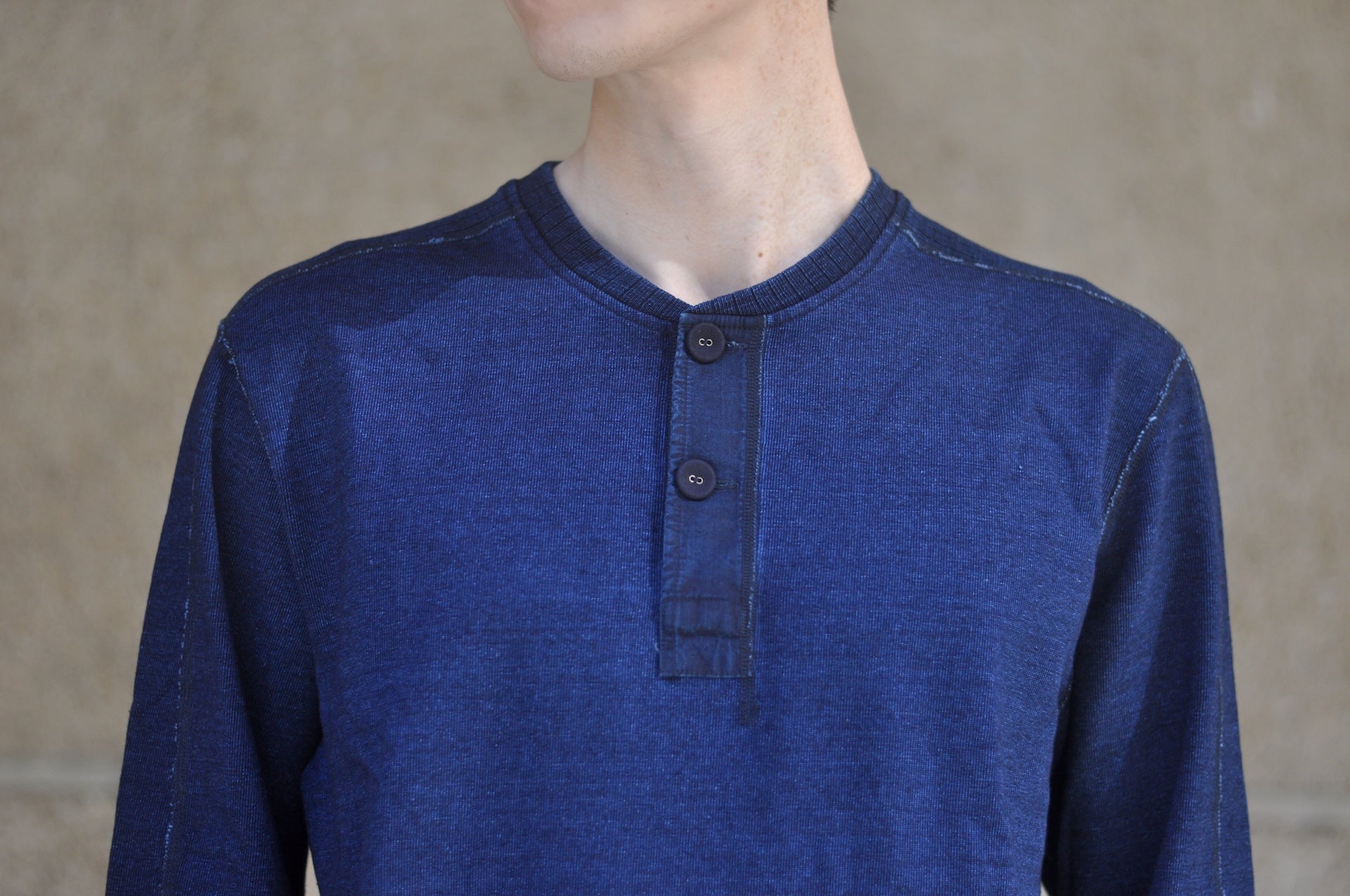 Pure Blue Japan 11oz Heavyweight “Henley Style” Sweater (Grand Indigo)