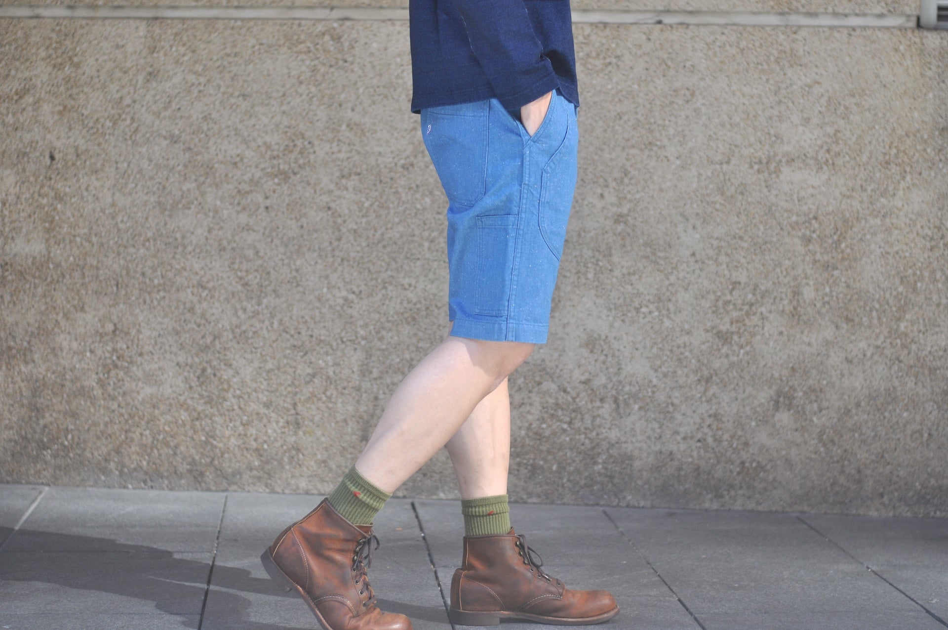 Pure Blue Japan 10oz Indigo Dyed Nep Denim Utility Shorts (Genuine Indigo)