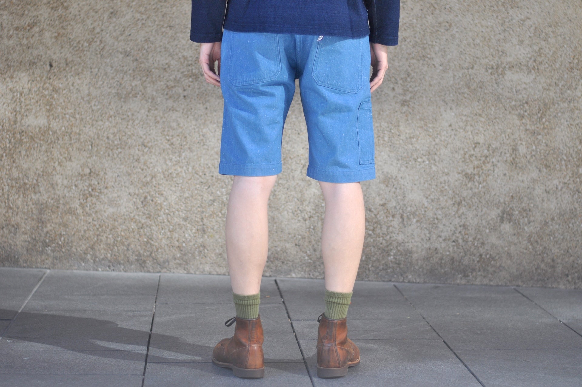 Pure Blue Japan 10oz Indigo Dyed Nep Denim Utility Shorts (Genuine Indigo)