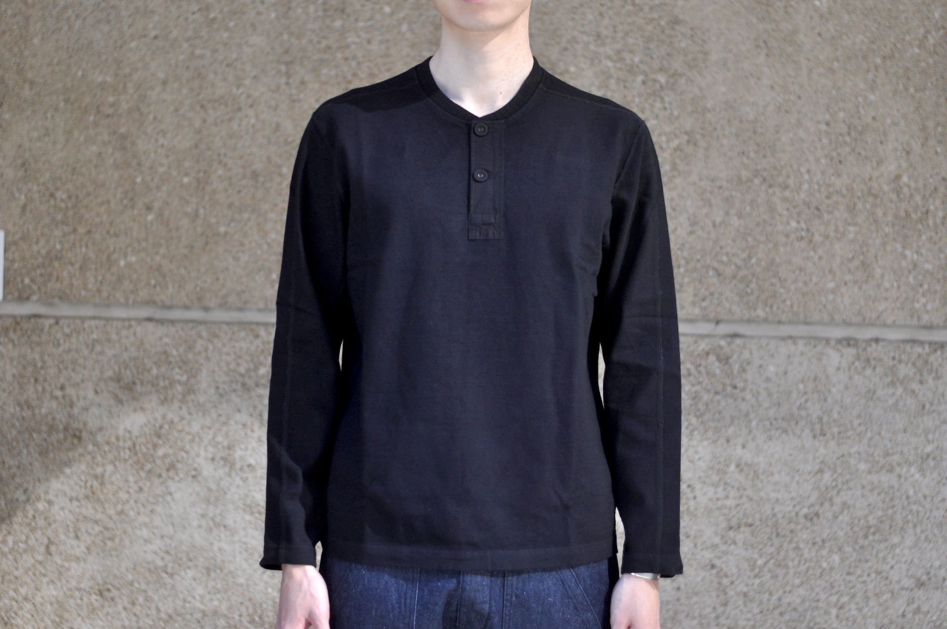 Pure Blue Japan 11oz Heavyweight “Henley Style” Sweater (Black Overdyed)