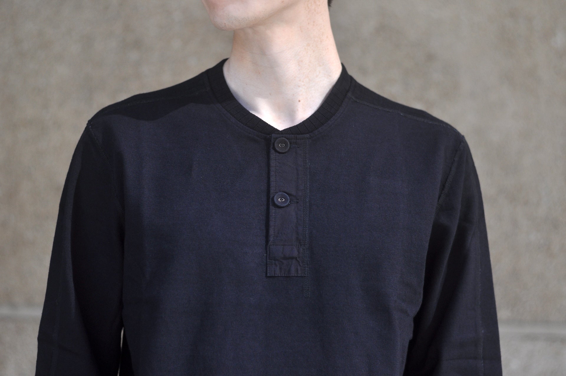Pure Blue Japan 11oz Heavyweight “Henley Style” Sweater (Black Overdyed)