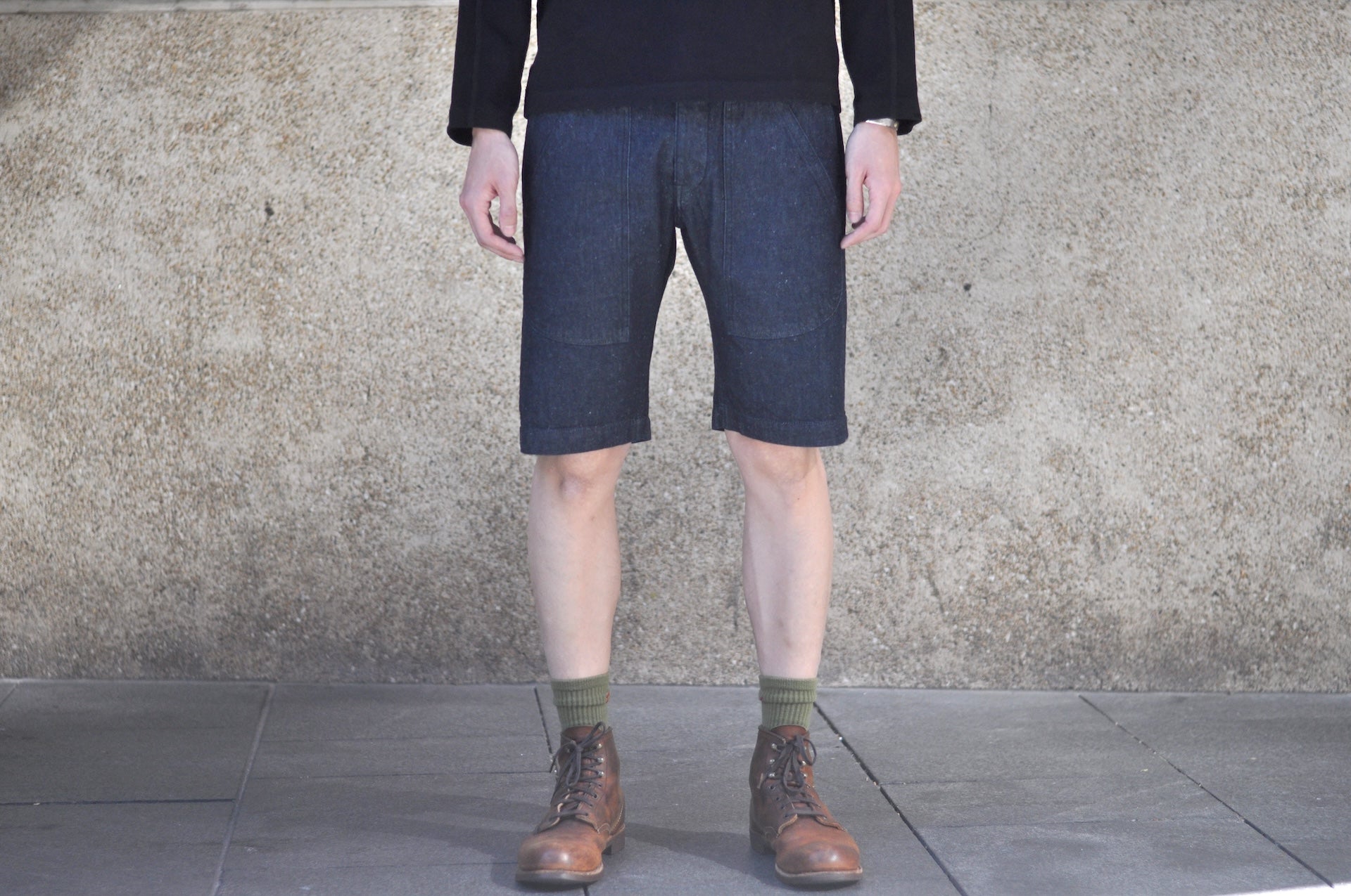 Pure Blue Japan 10oz Indigo Dyed Nep Denim Utility Shorts (Grand Indigo)