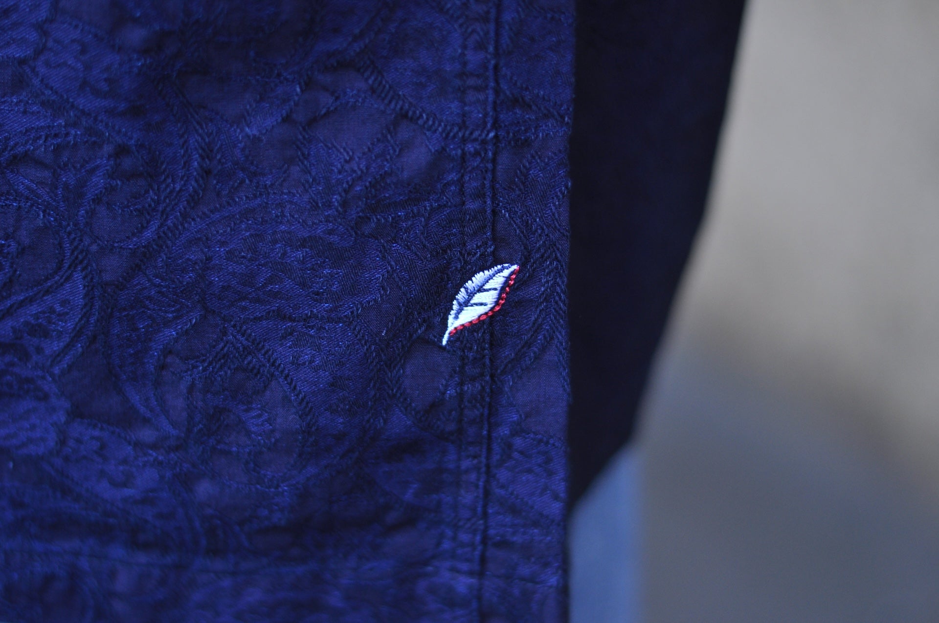 Pure Blue Japan 8oz Indigo Dyed "Paisley" Jacquard S/S Open Collar Shirt