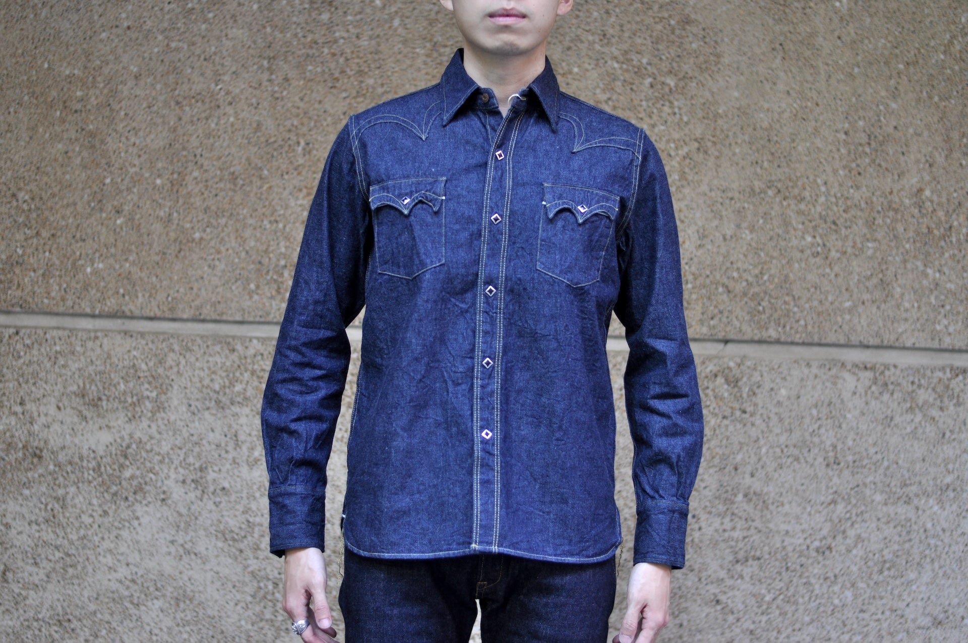 Samurai 10oz "Kamome" Indigo Dyed Selvage Denim Western Shirt