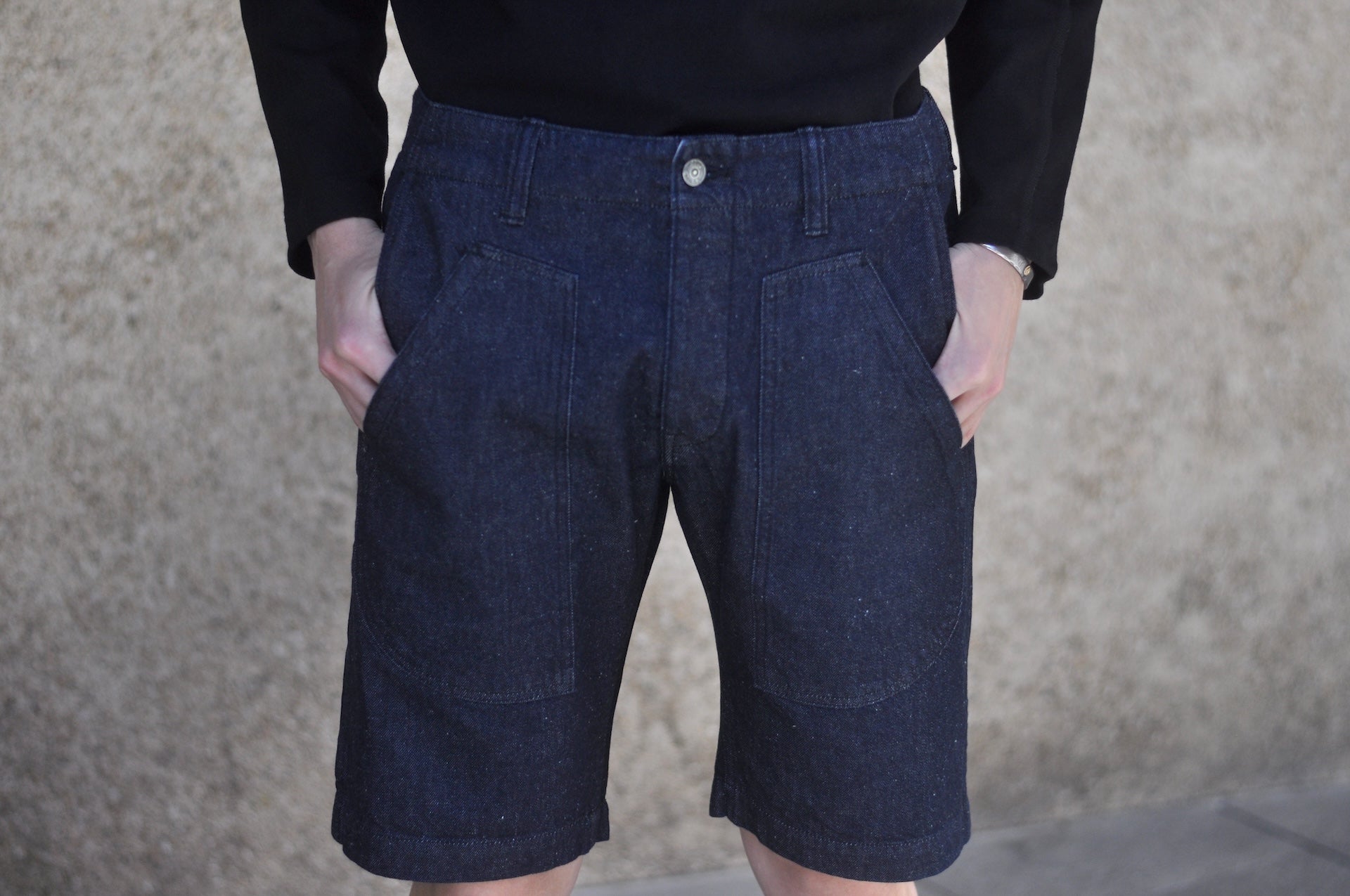 Pure Blue Japan 10oz Indigo Dyed Nep Denim Utility Shorts (Grand Indigo)