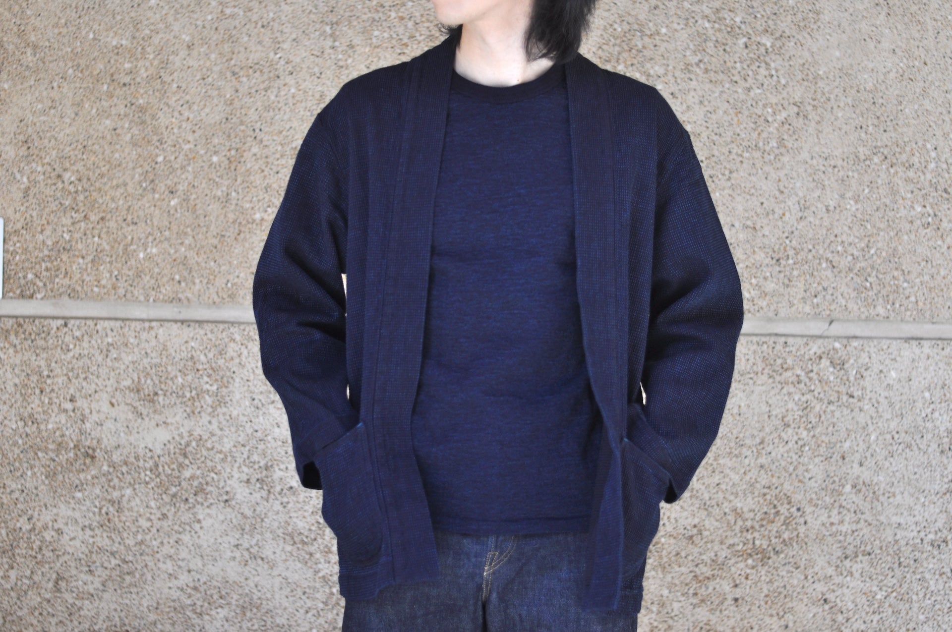 Omoto Denim 12oz Indigo Dyed “Cube Sashiko” Happi Coat