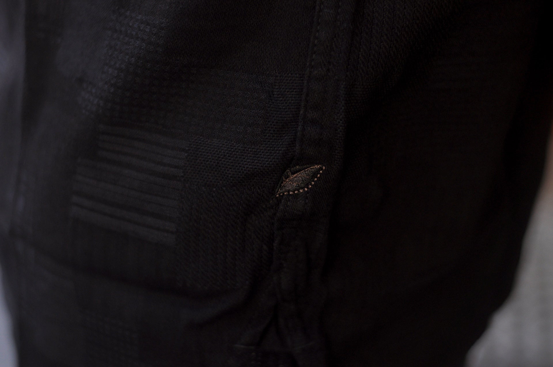Pure Blue Japan 9oz “Boro Style” Jacquard Oxford Shirt (Solid Black)