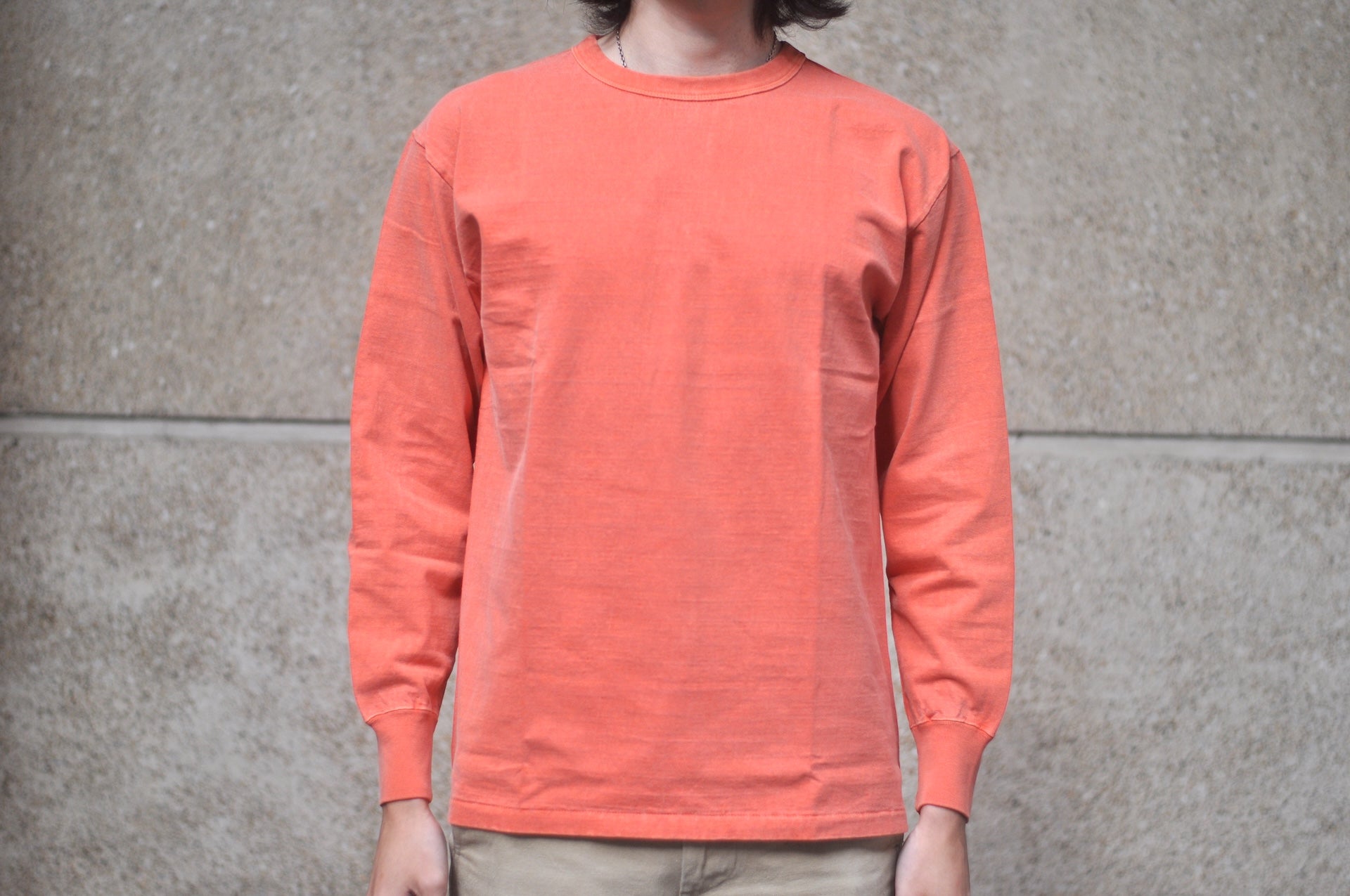 Dubble Works 7.7oz "Fallen Cotton" Loopwheeled Pigment-Dyed L/S Tee (Orange)