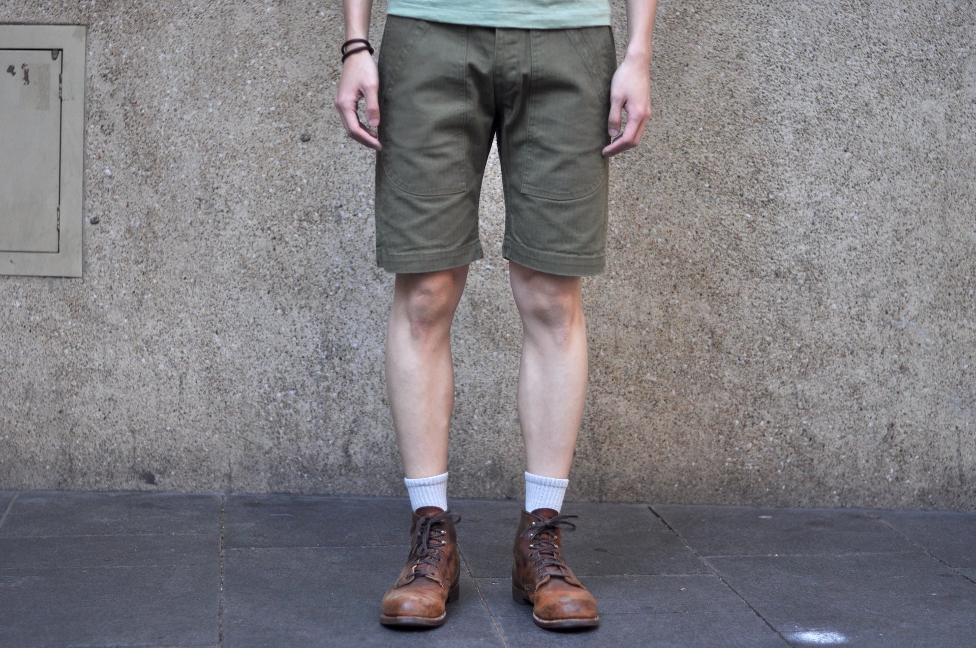 Pure Blue Japan 12oz HBT Utility Work Shorts (Olive)