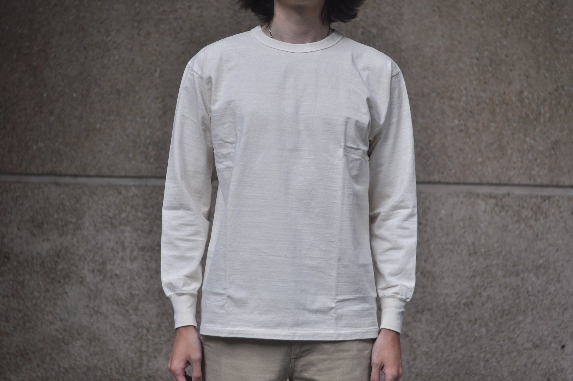Dubble Works 7.7oz "Fallen Cotton" Loopwheeled Pigment-Dyed L/S Tee (Cream)