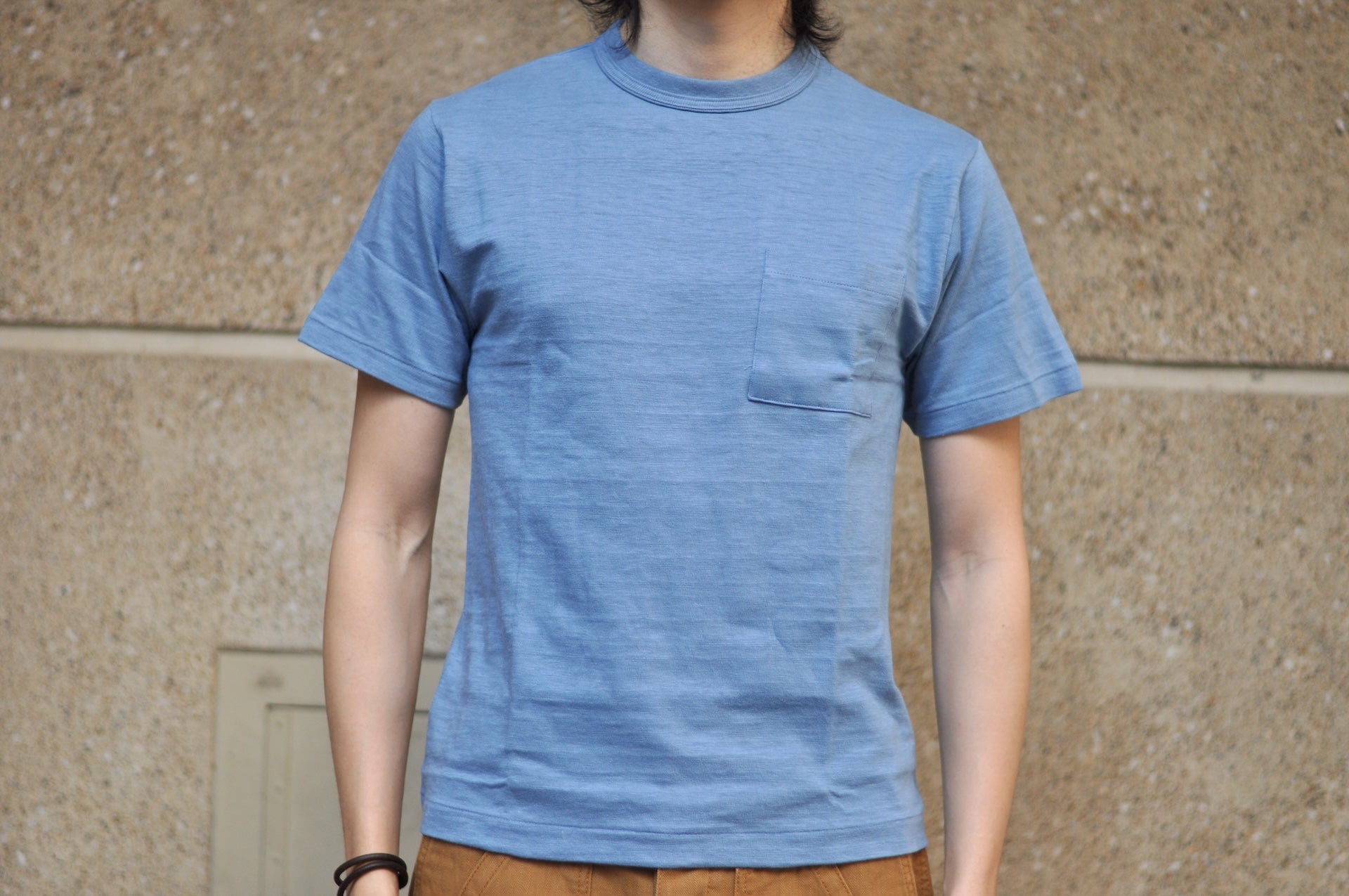 Warehouse 5.5oz "Bamboo Textured" Pocket Tee (Pale Blue)