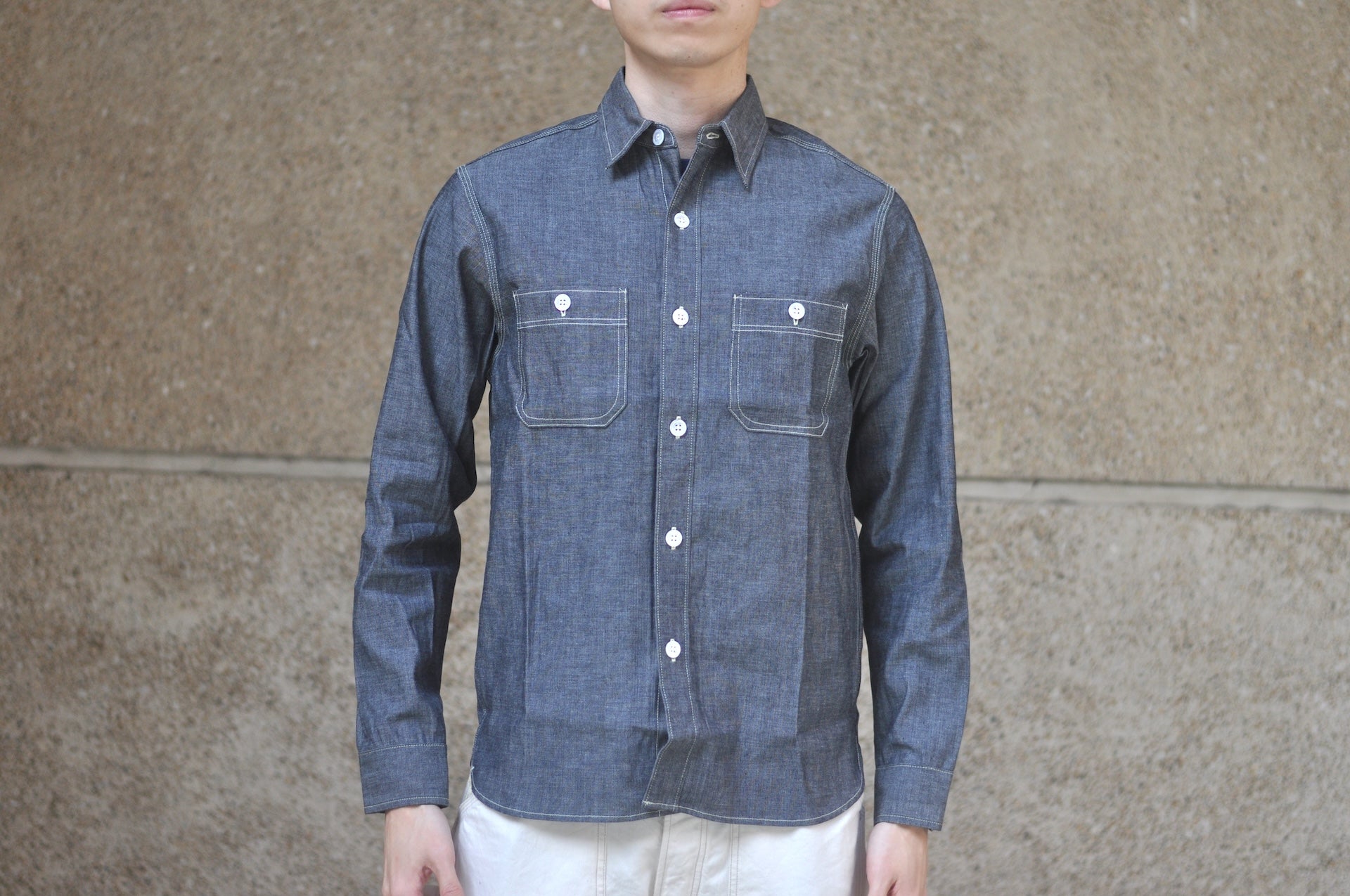 Unique Garment 9oz ‘Stanley’ Selvage Chambray Workshirt (Genuine Indigo)