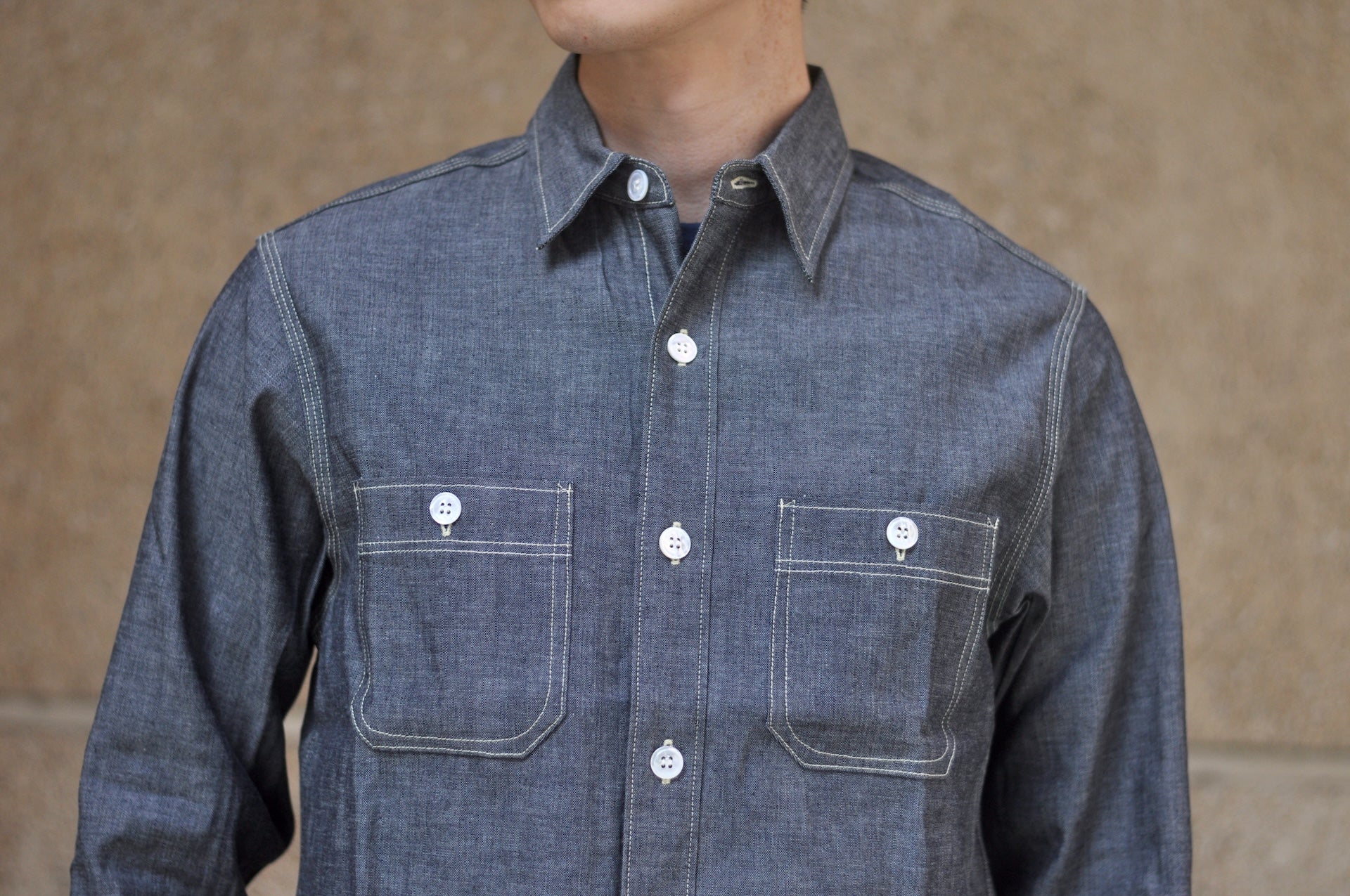 Unique Garment 9oz ‘Stanley’ Selvage Chambray Workshirt (Genuine Indigo)
