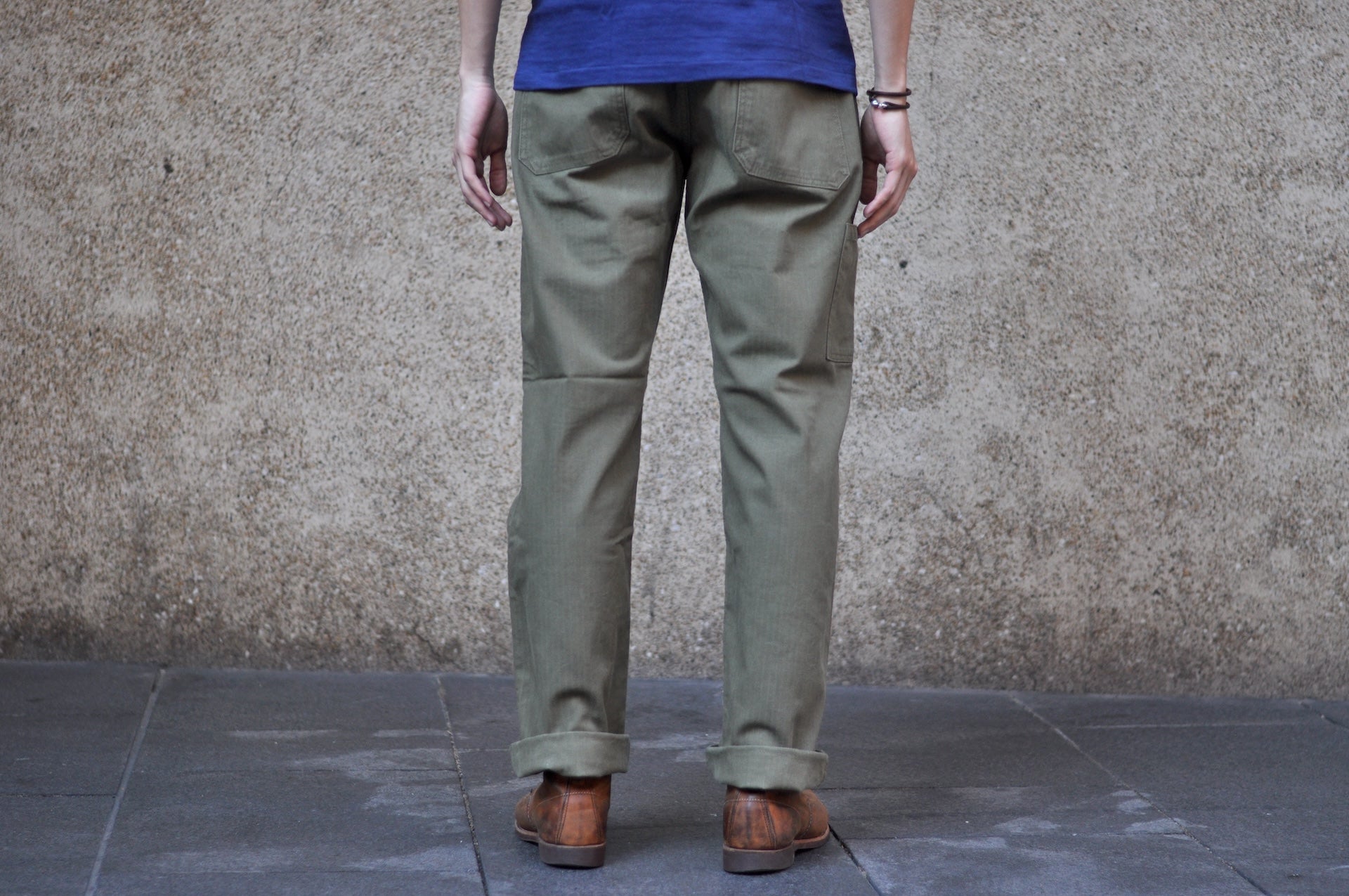 Pure Blue Japan 12oz HBT Utility Work Trousers (Olive)
